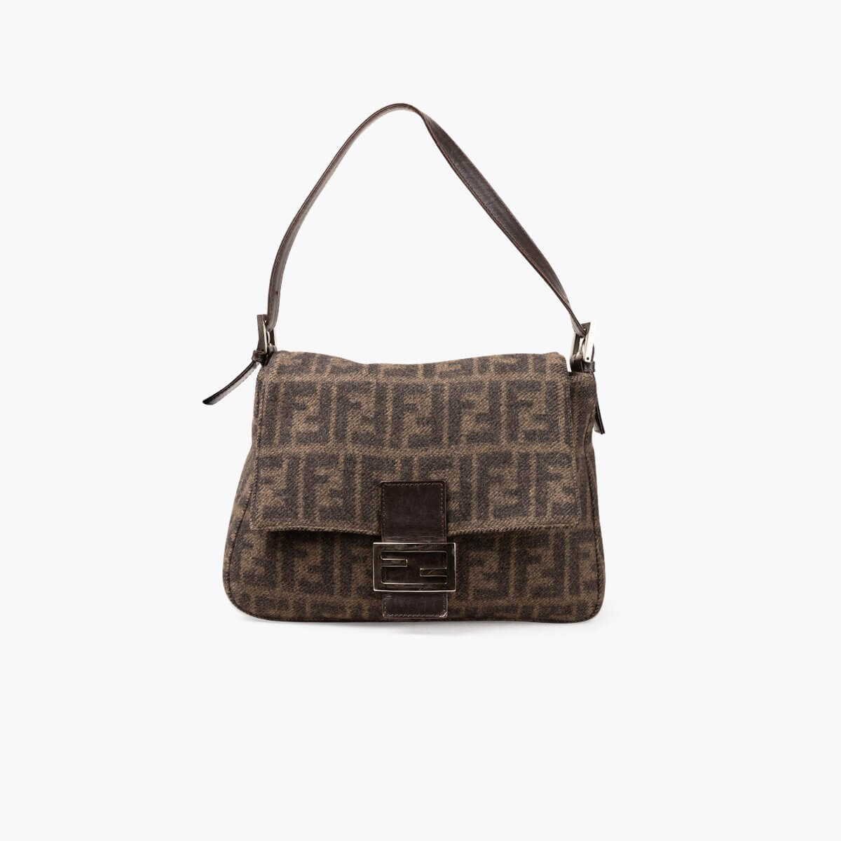 Fendi Tweed Mamma Forever Baguette Shoulder Bag
