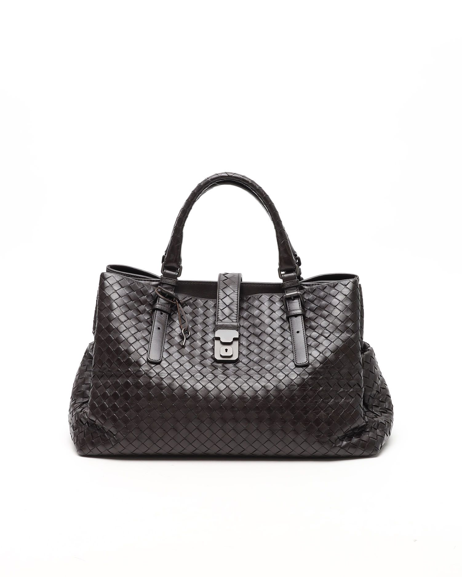 Bottega Veneta Medium Intrecciato Roma Bag In Brown