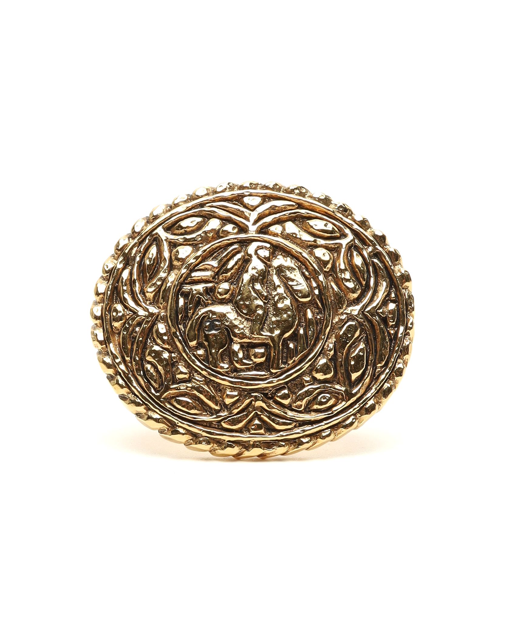 Pre-owned Chanel Horse Brooch In Gold