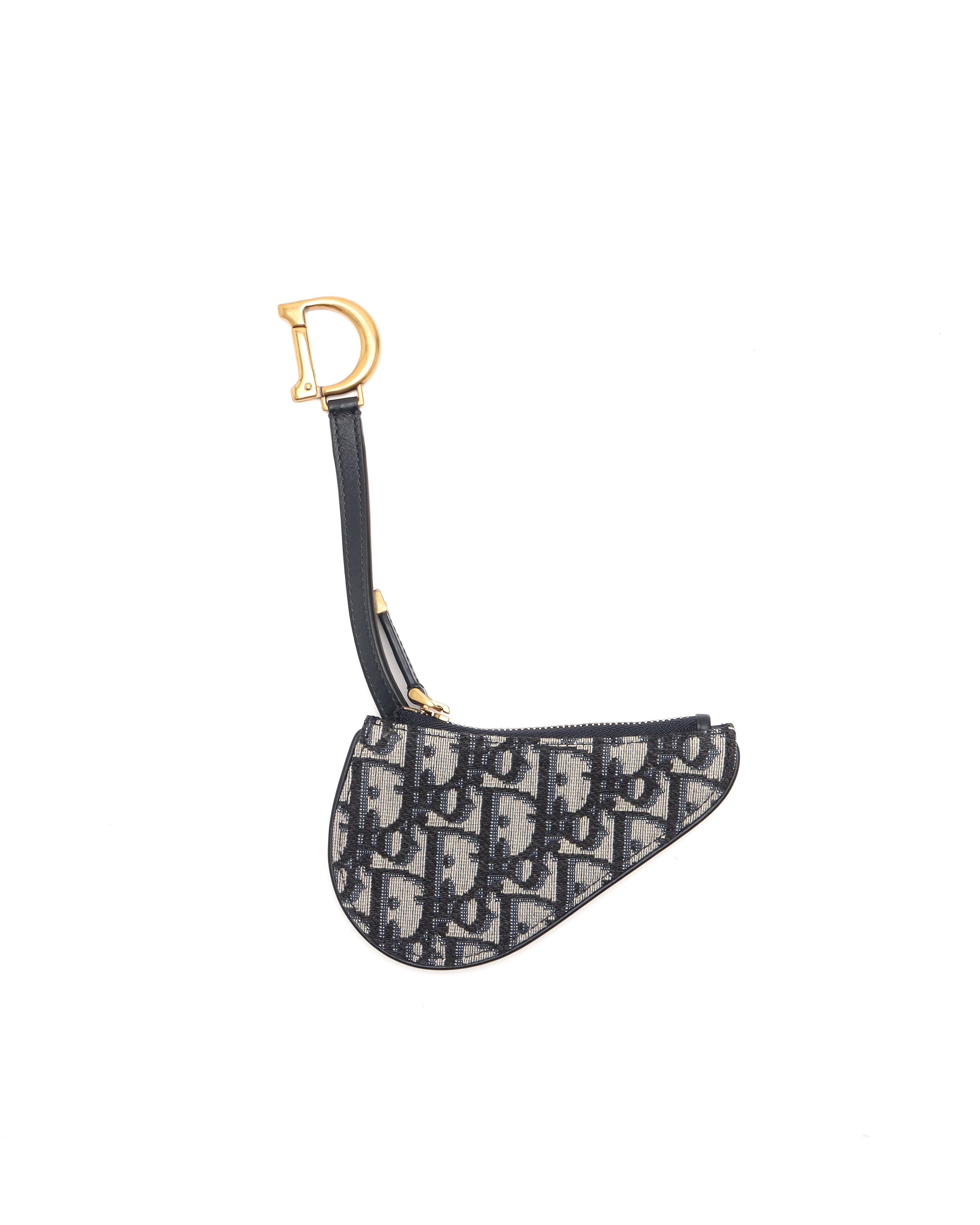 Dior Christian  Oblique Saddle Coin Purse In Gray