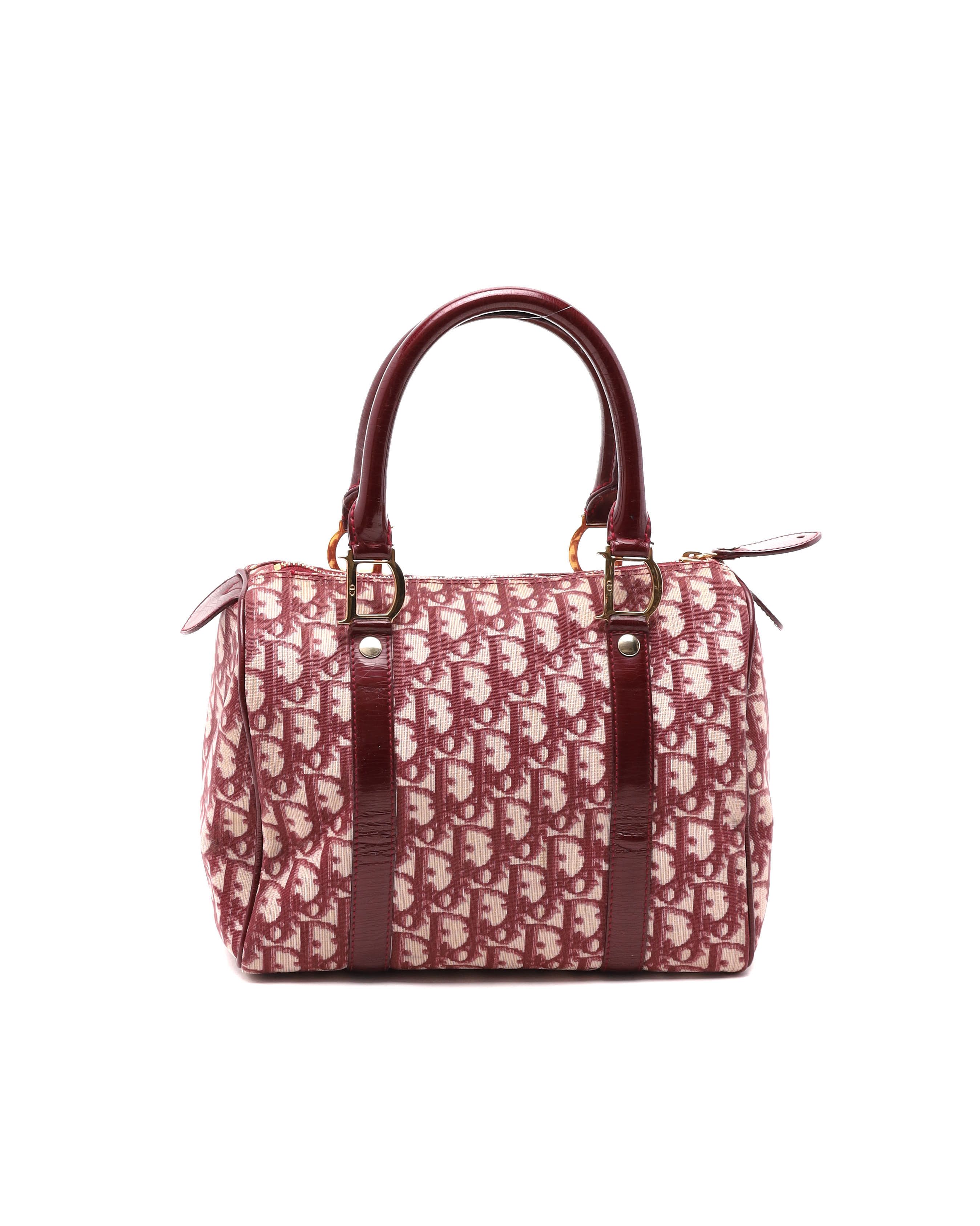Dior Christian  Trotter Boston Bag In Burgundy