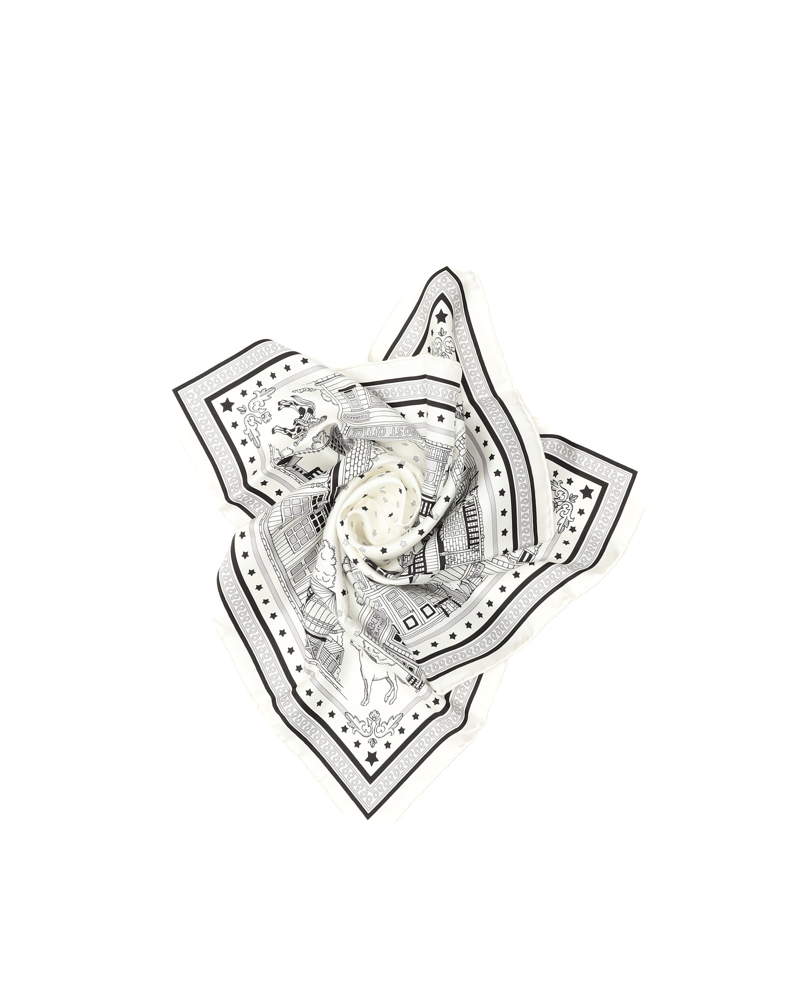 Pre-owned Hermes Hermès Carré 55 Paris Station Bandana Silk Scarf In Multi