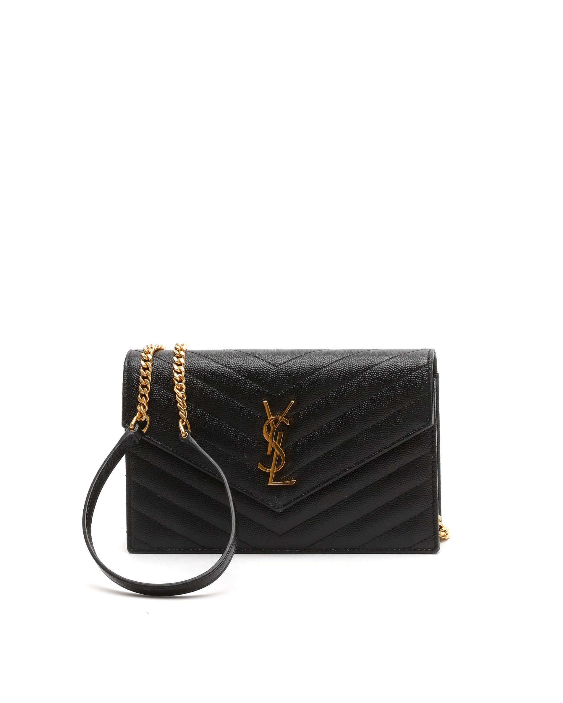 Saint Laurent Cassandre Wallet On Chain In Black