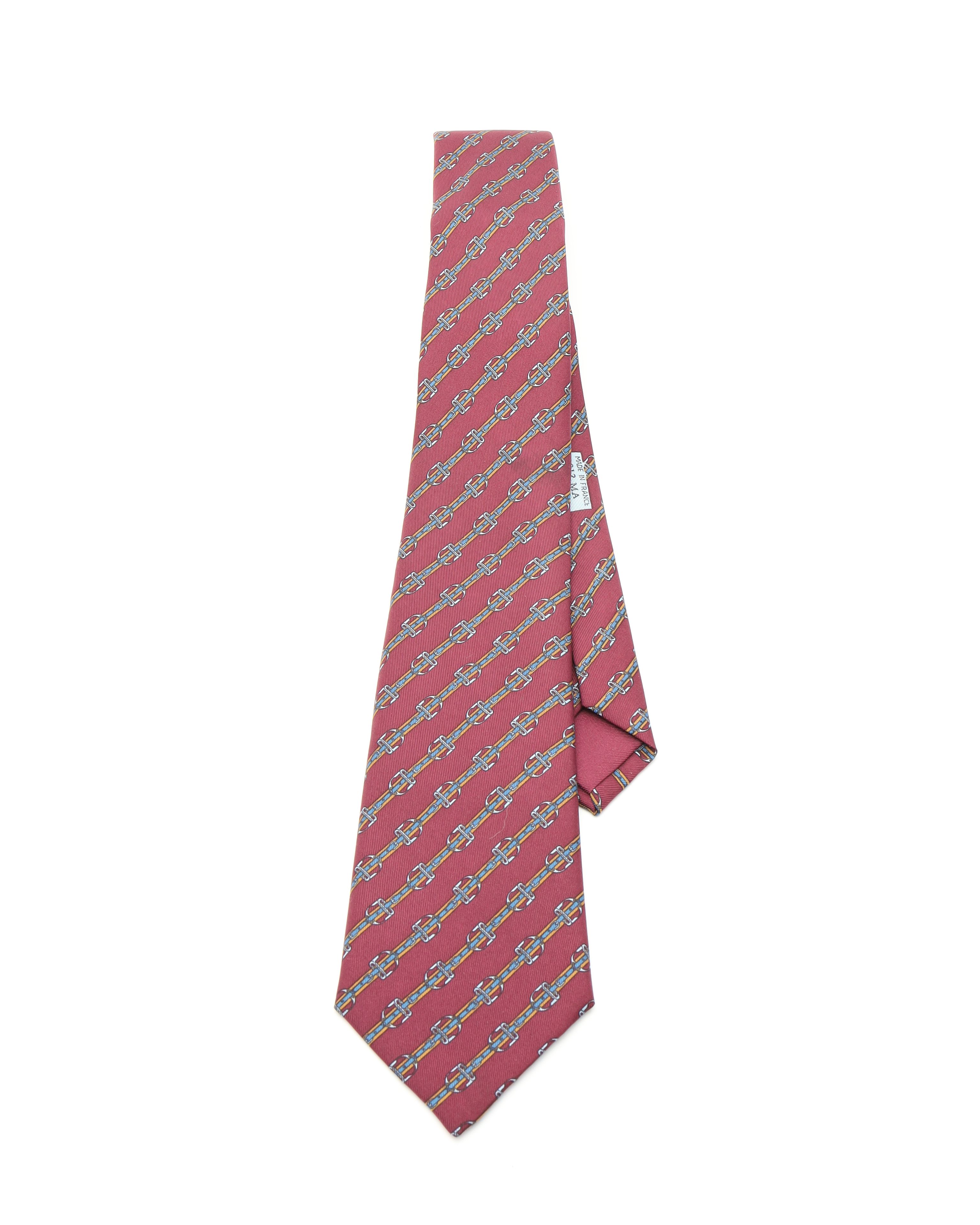 Pre-owned Hermes Hermès Silk Tie In Burgundy