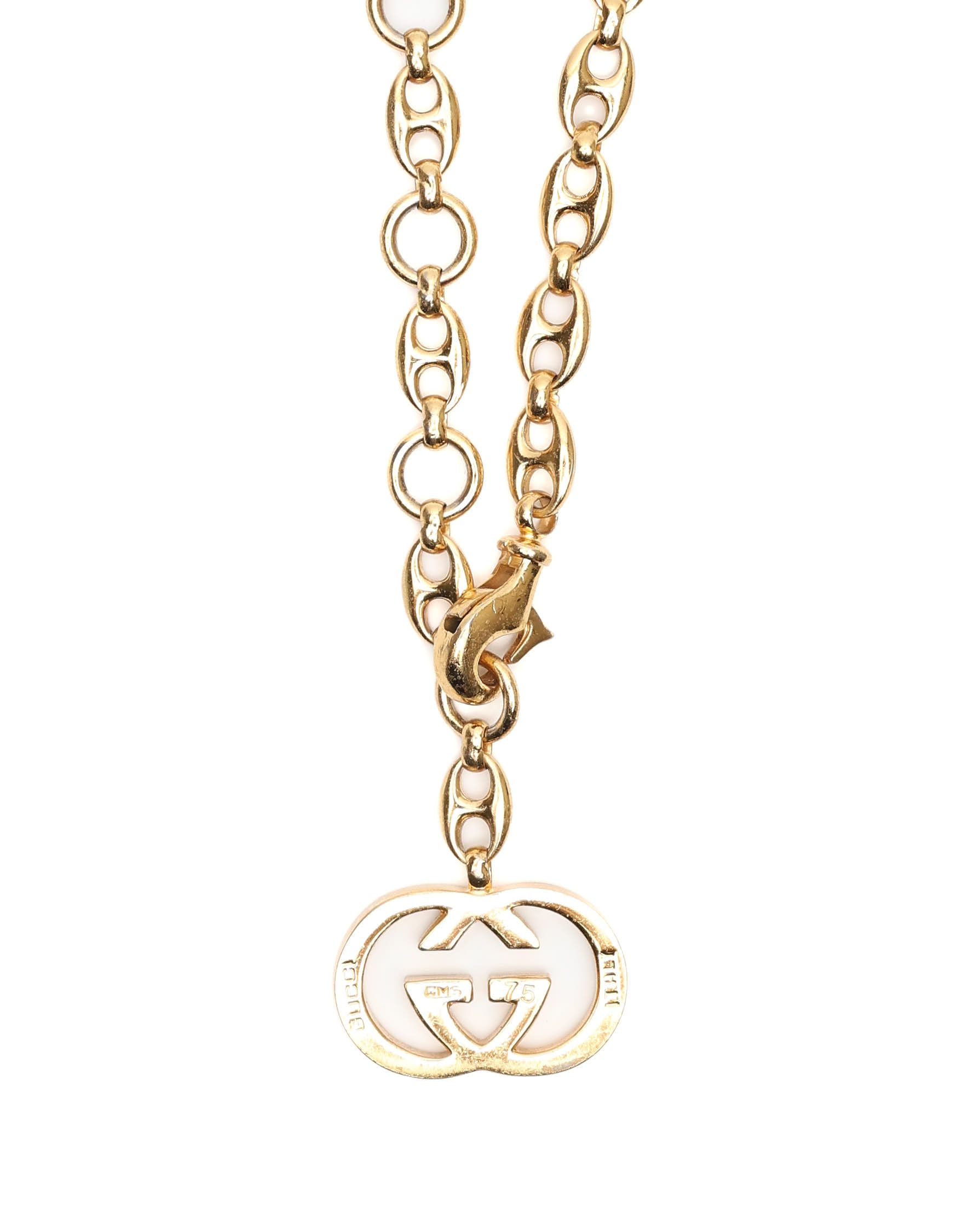 Gucci Gg Chain Belt, Size 85 In Gold