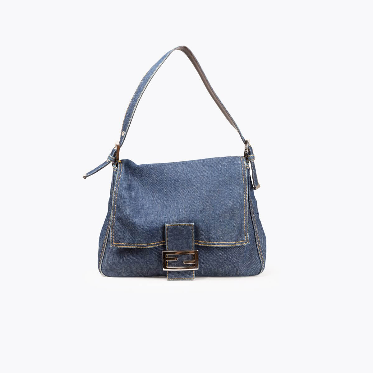 FENDI Denim Mamma Baguette Shoulder Bag