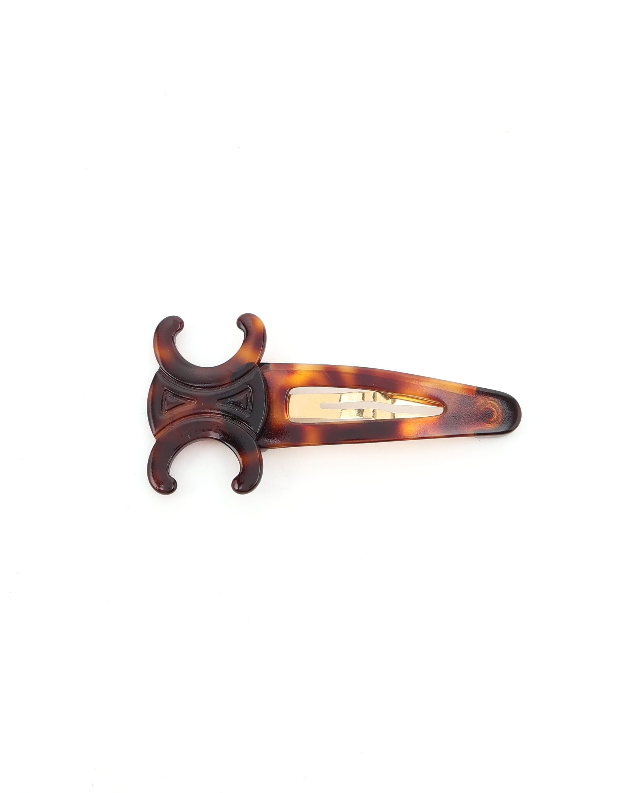 Celine Céline Triomphe Hair Clip In Brown