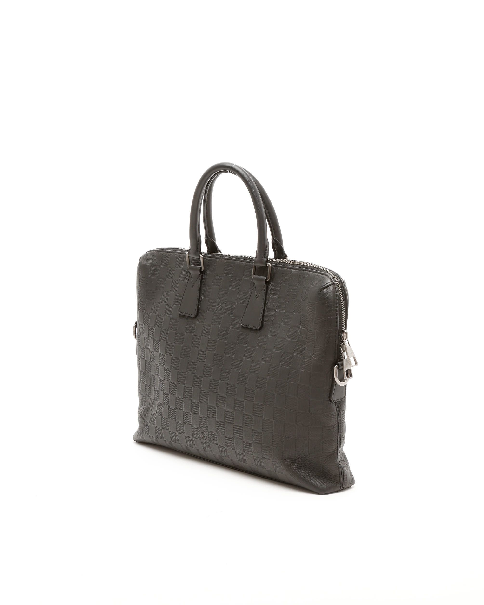 Pre-owned Louis Vuitton Damier Infini Porte Documents Jour Business Bag In Black