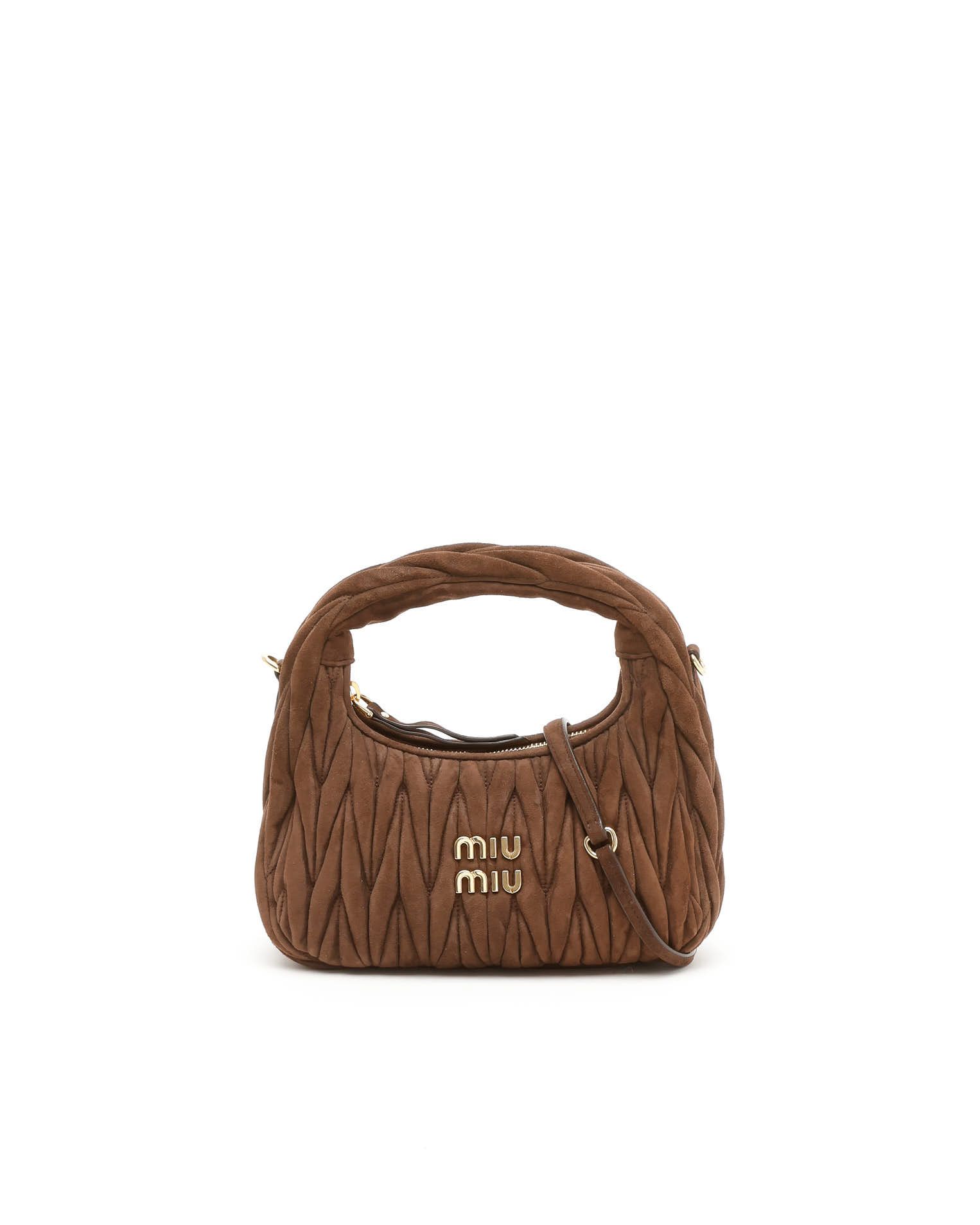 Miu Miu Small Wander Matelassé Bag In Brown