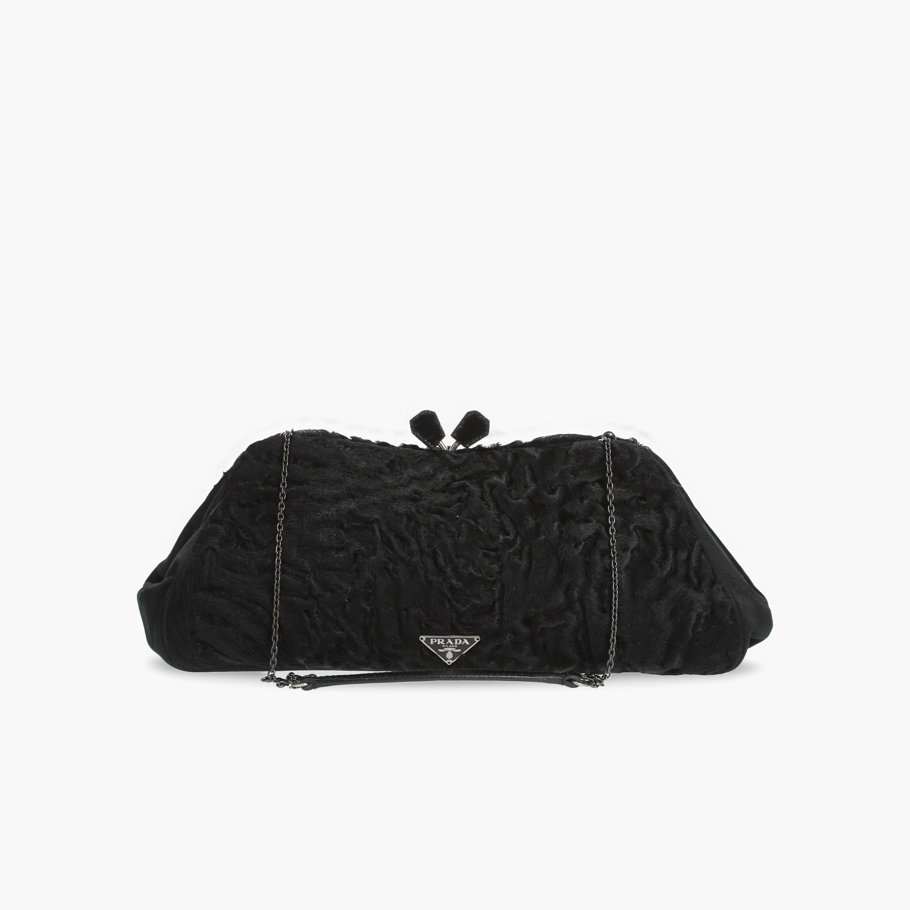 PRADA Faux Fur Pochette Shoulder Bag