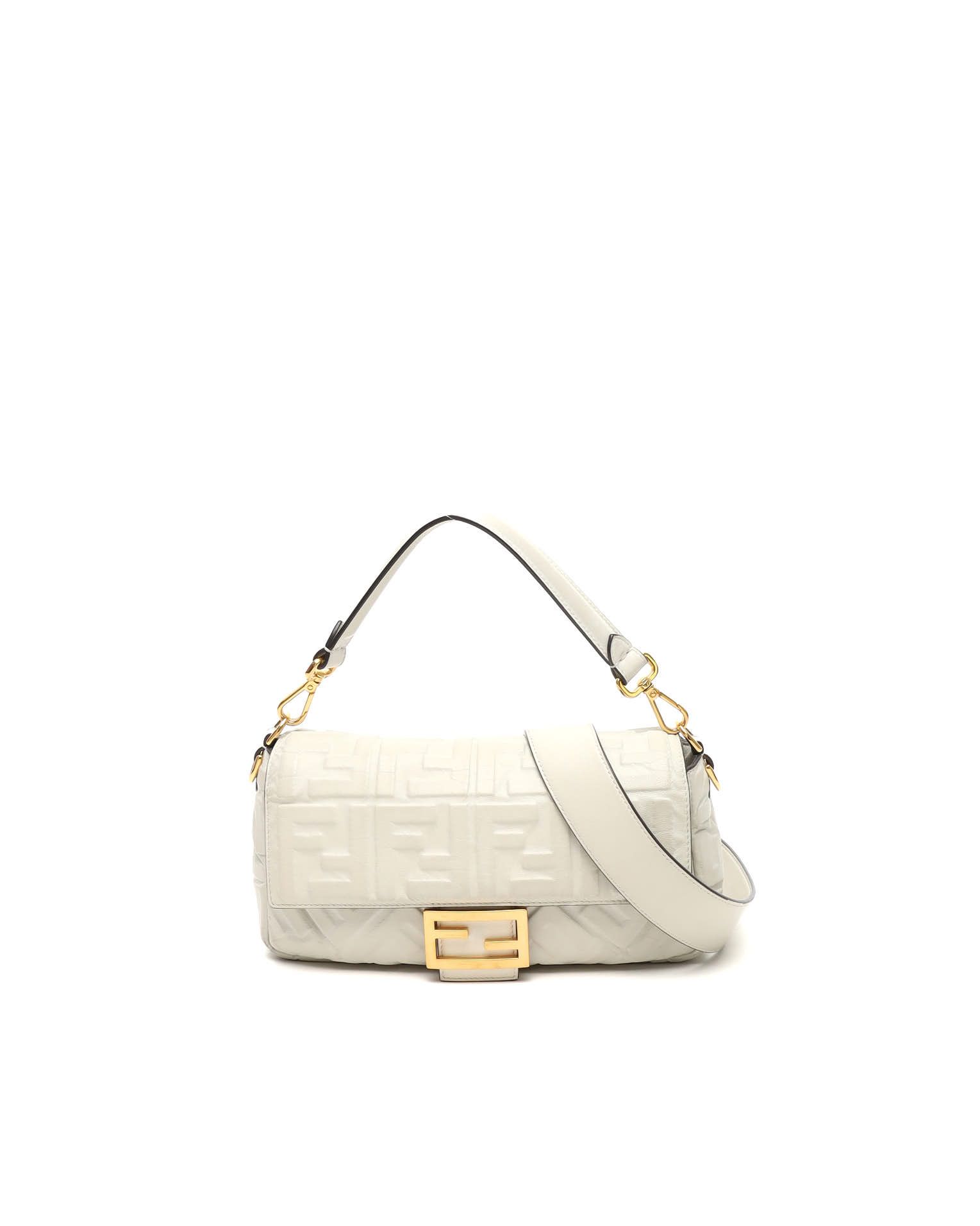 Fendi Ff Baguette Bag In White