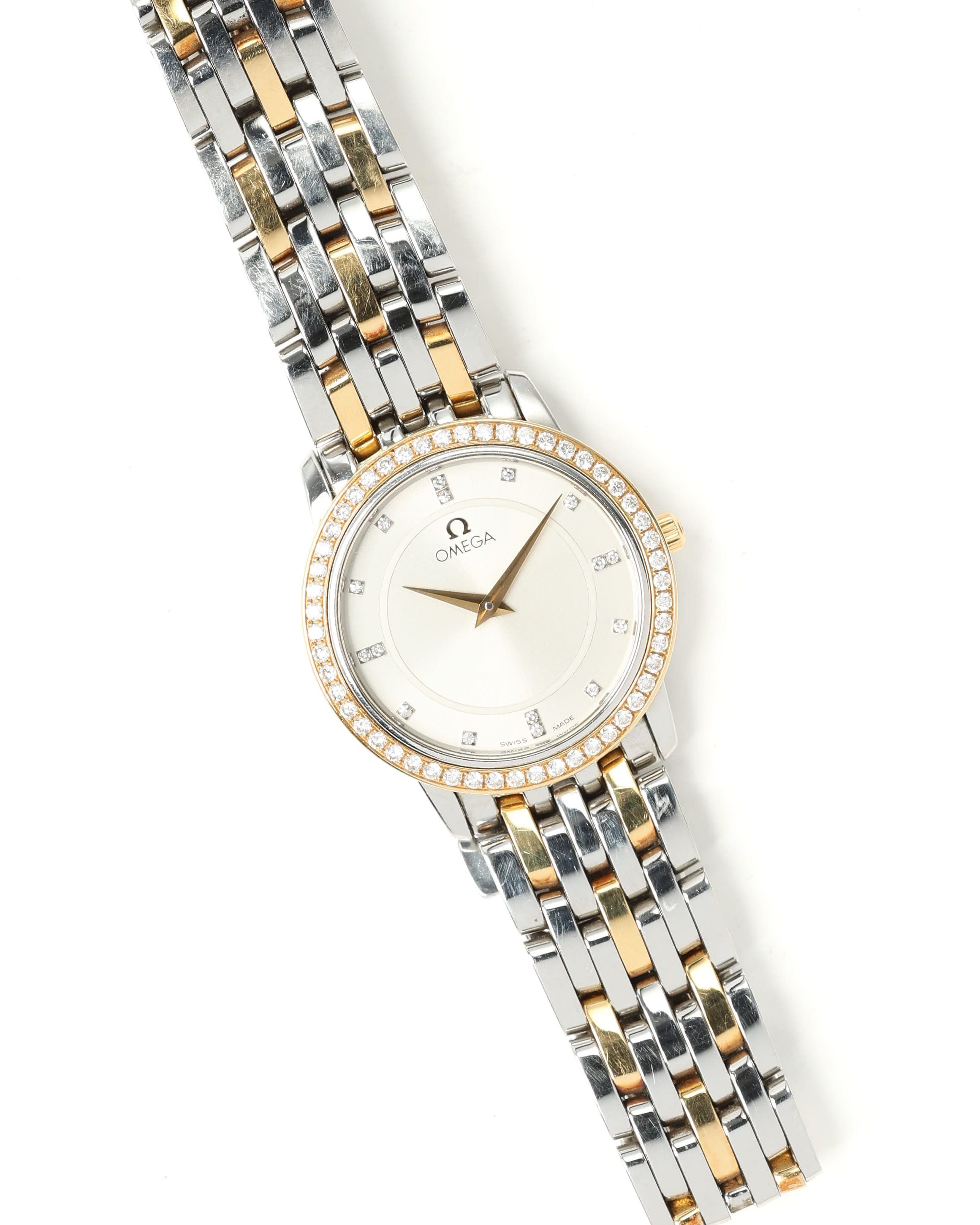 Omega De-ville Prestige 27mm 1998 Diamond Watch In Silver