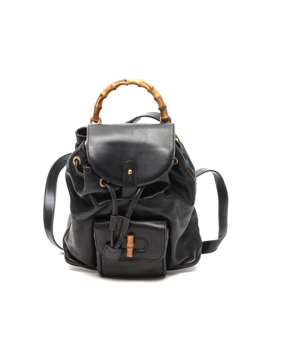 Pre-owned Gucci Bamboo Mini Backpack In Black