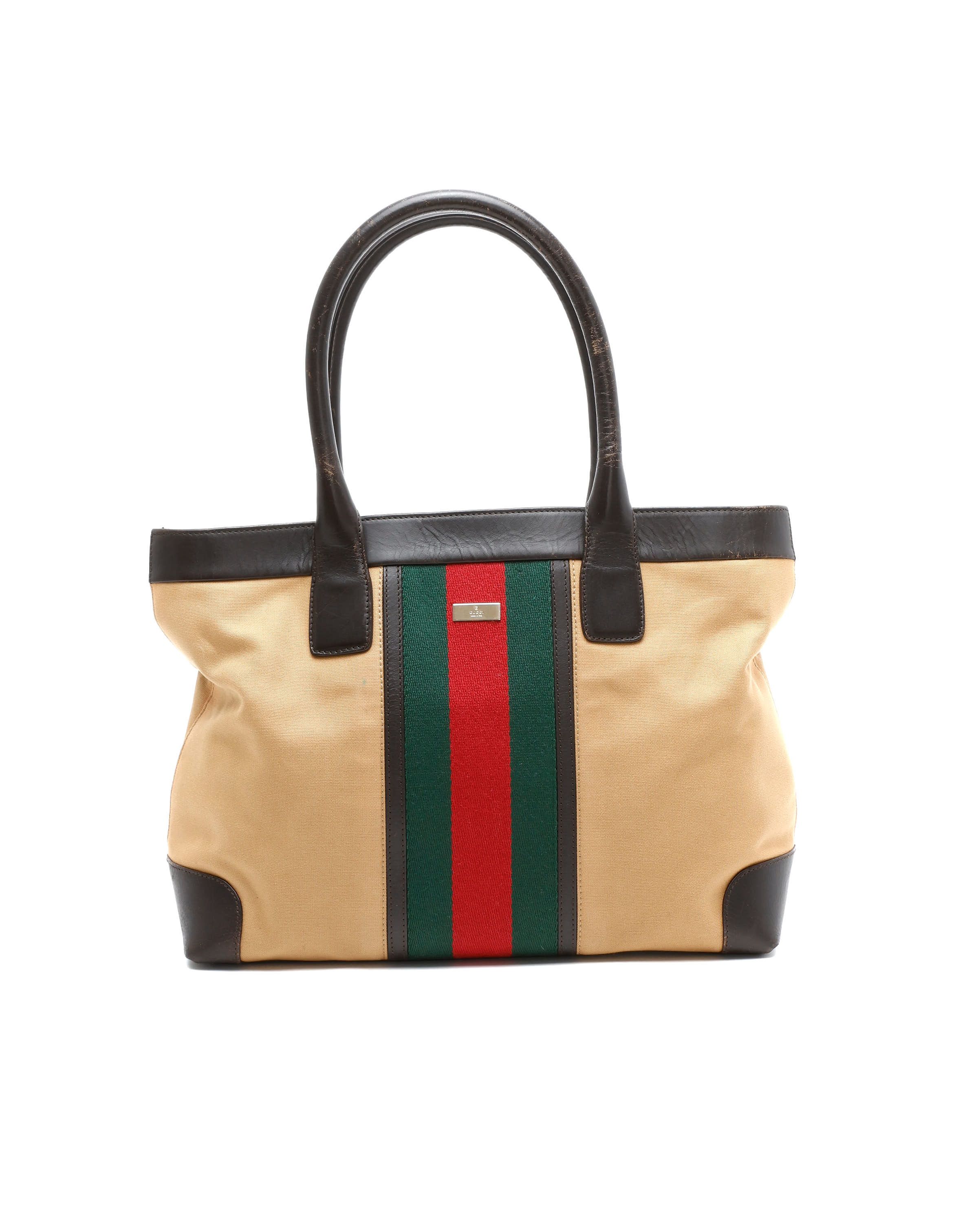 Gucci Sherry Line Tote Bag In Sand