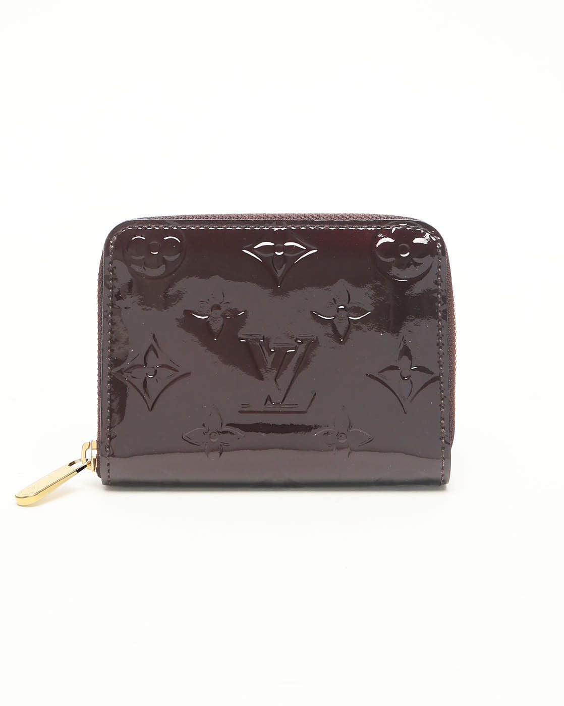 Pre-owned Louis Vuitton Vernis Zippy Coin Purse In Burgundy