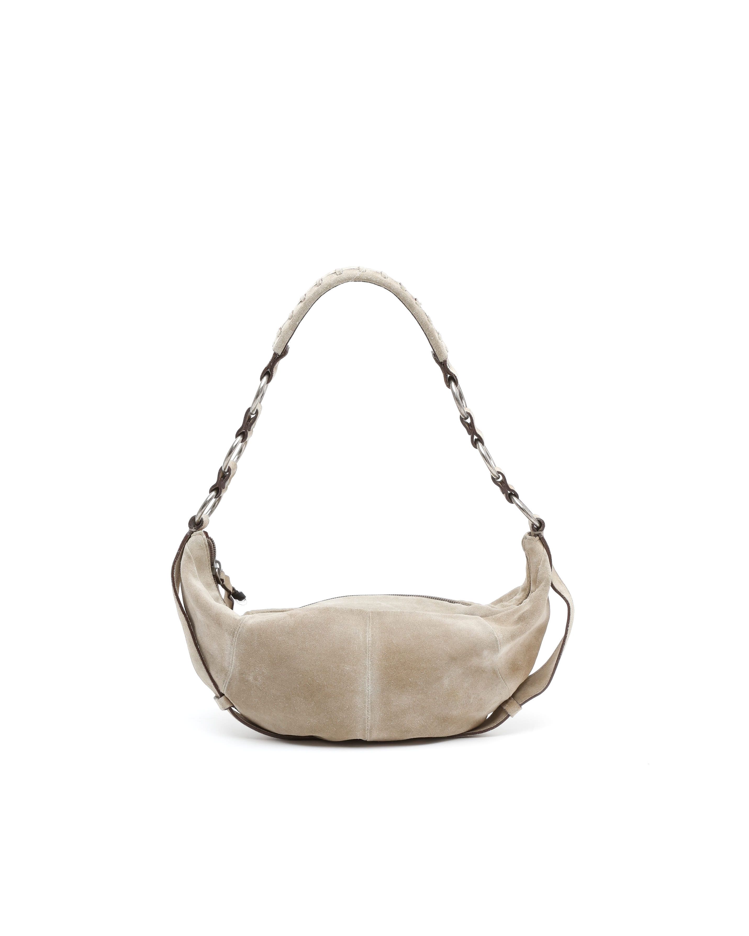 Saint Laurent Yves Mombasa Suede Bag In Sand