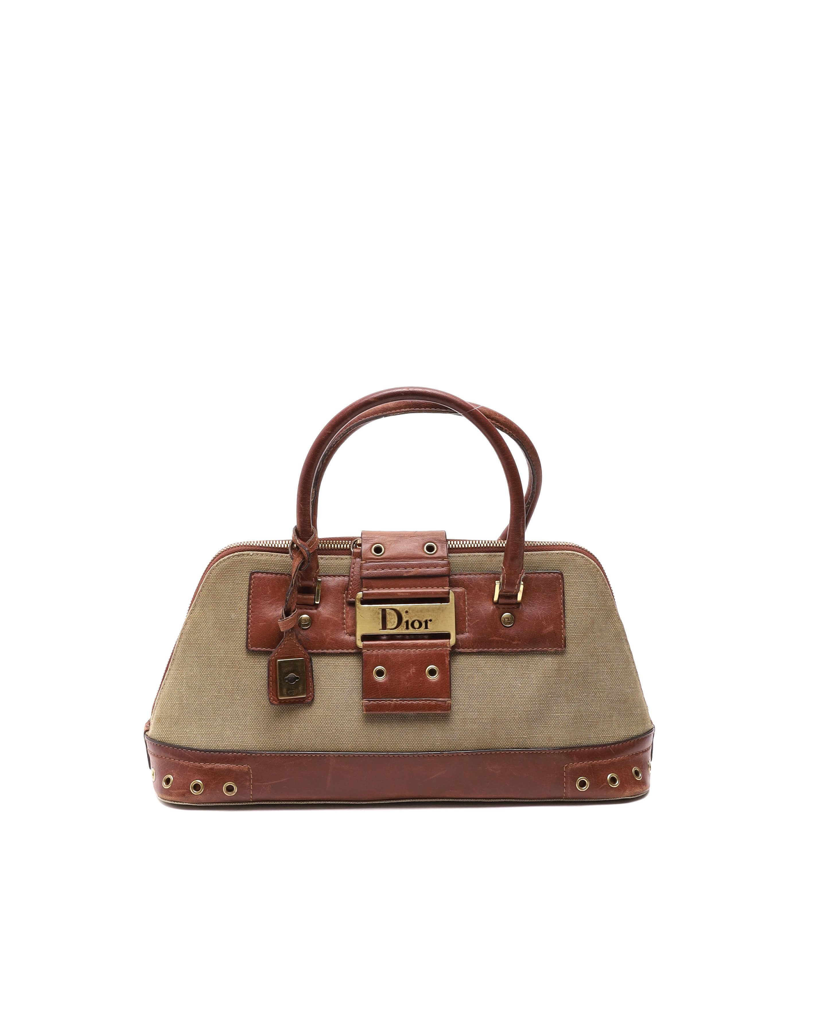 Dior Christian  Street Chic Uptown Eyelet Bag In Sand