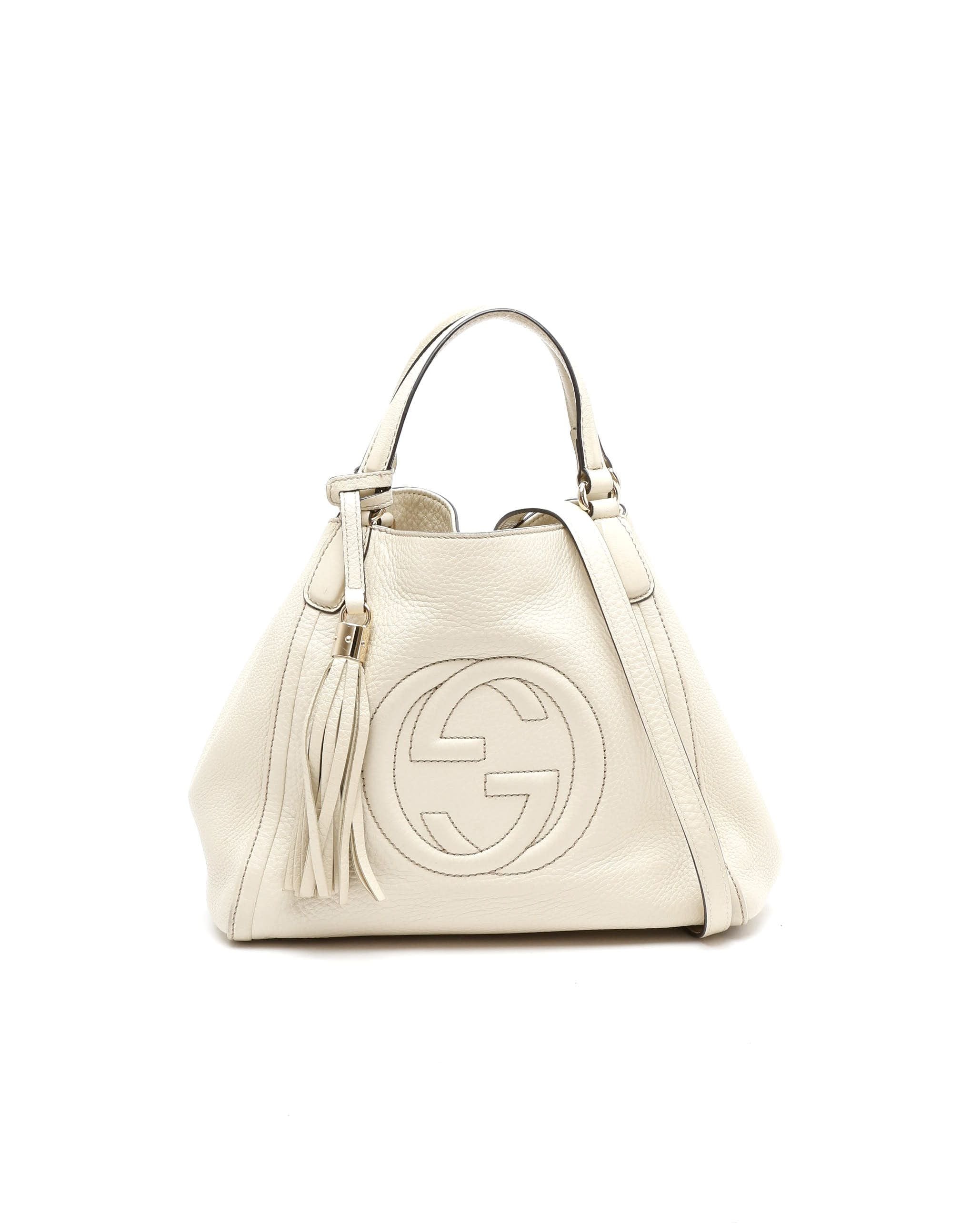 Gucci Soho Small Tassel Tote Bag In White