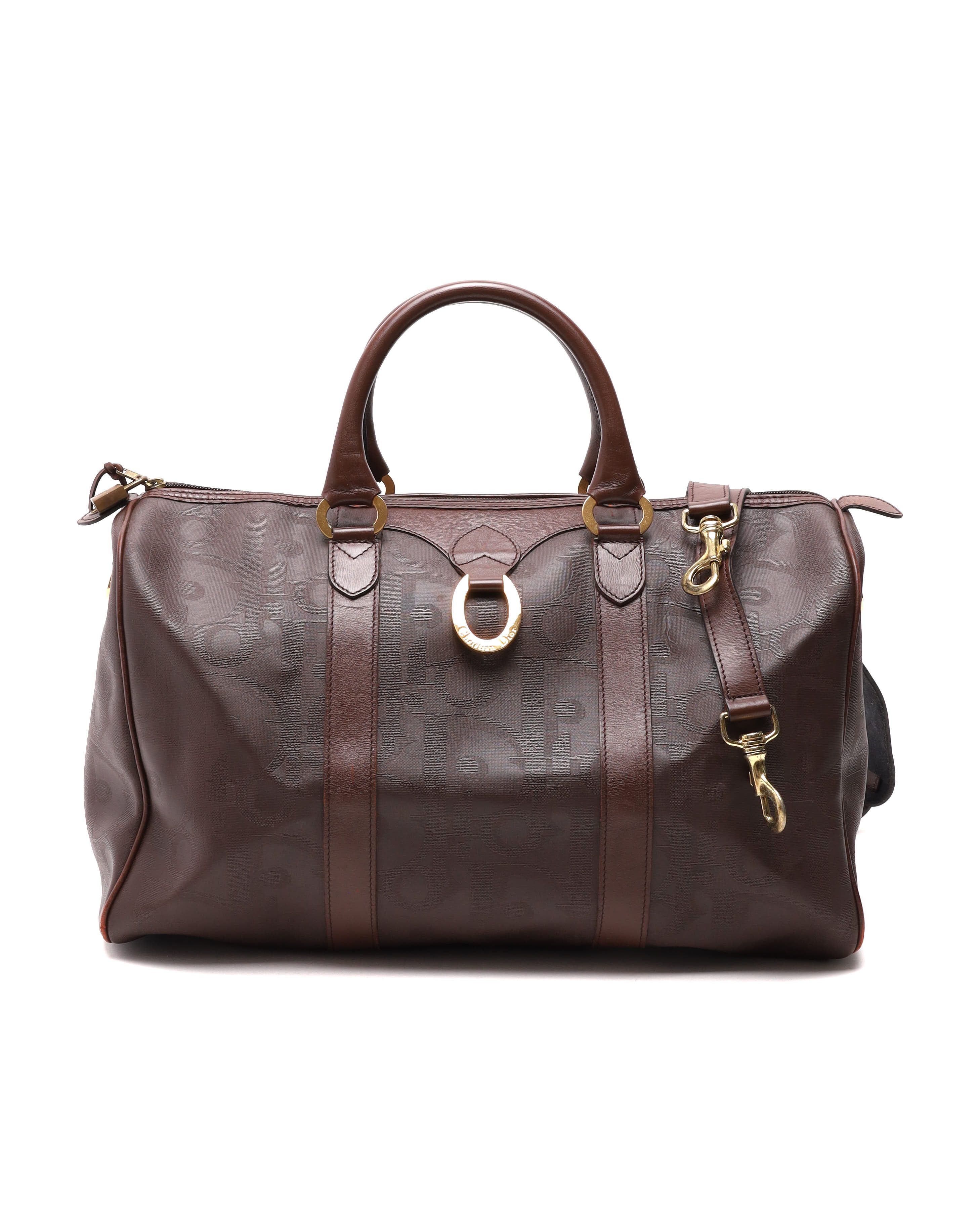 Dior Christian  Trotter 45 Boston Bag In Brown