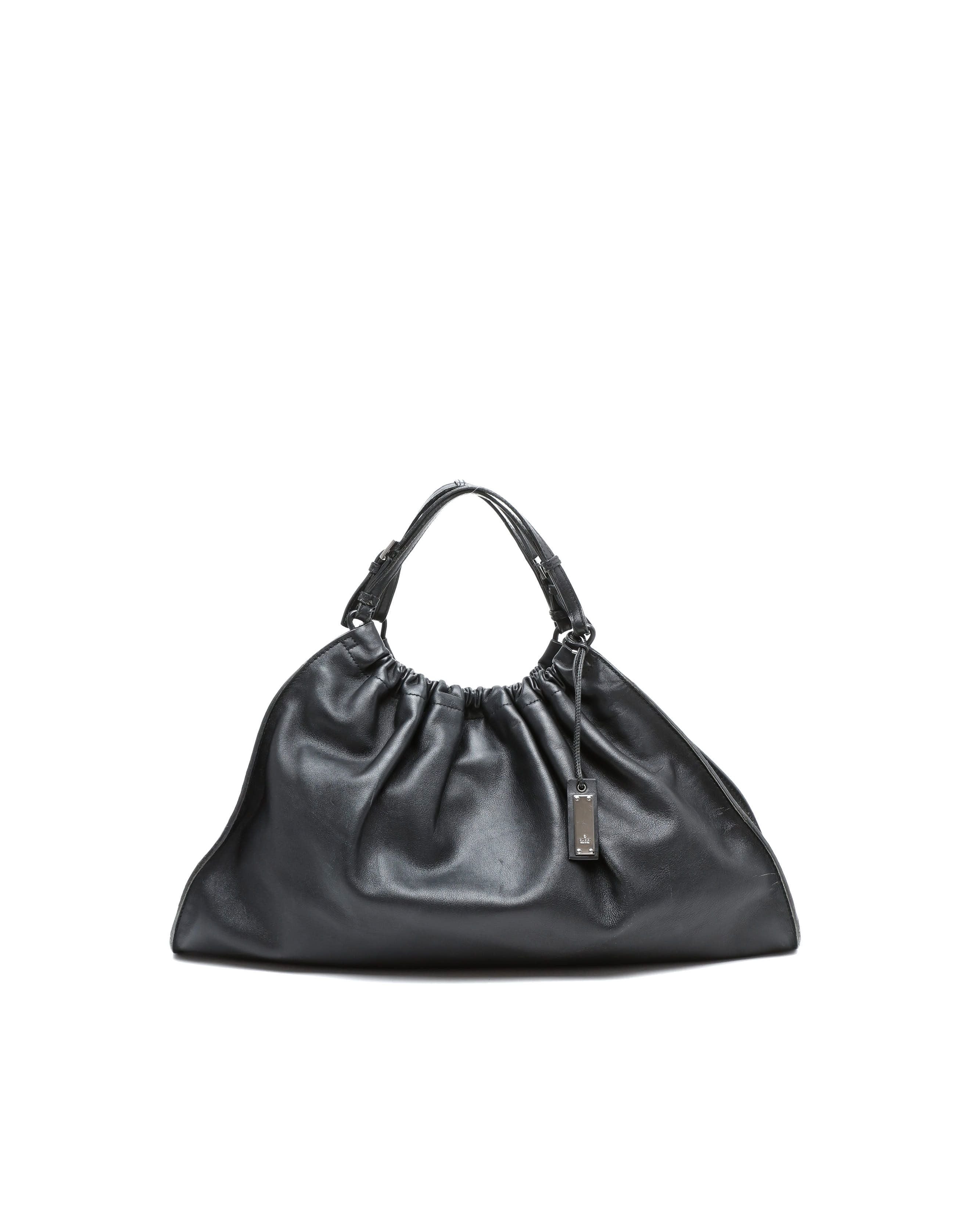 Gucci Ruched Leather Bag In Black
