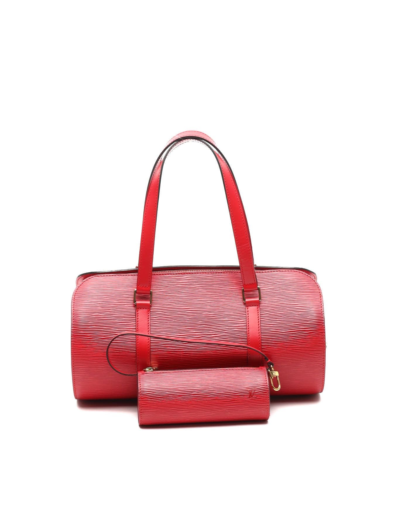 Pre-owned Louis Vuitton Epi Soufflot Bag In Red