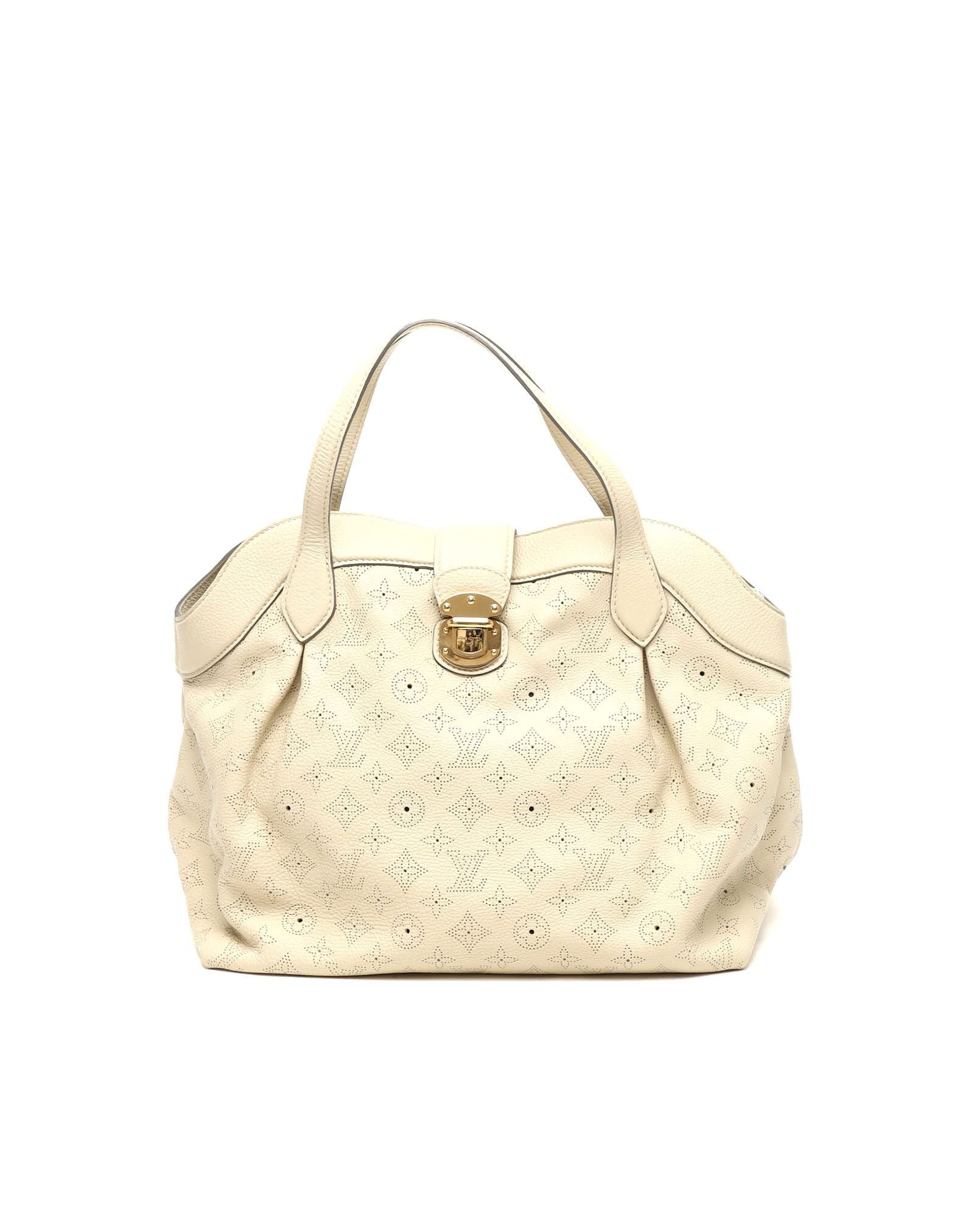 Pre-owned Louis Vuitton Mahina Cirrus Pm Tote Bag In Sand
