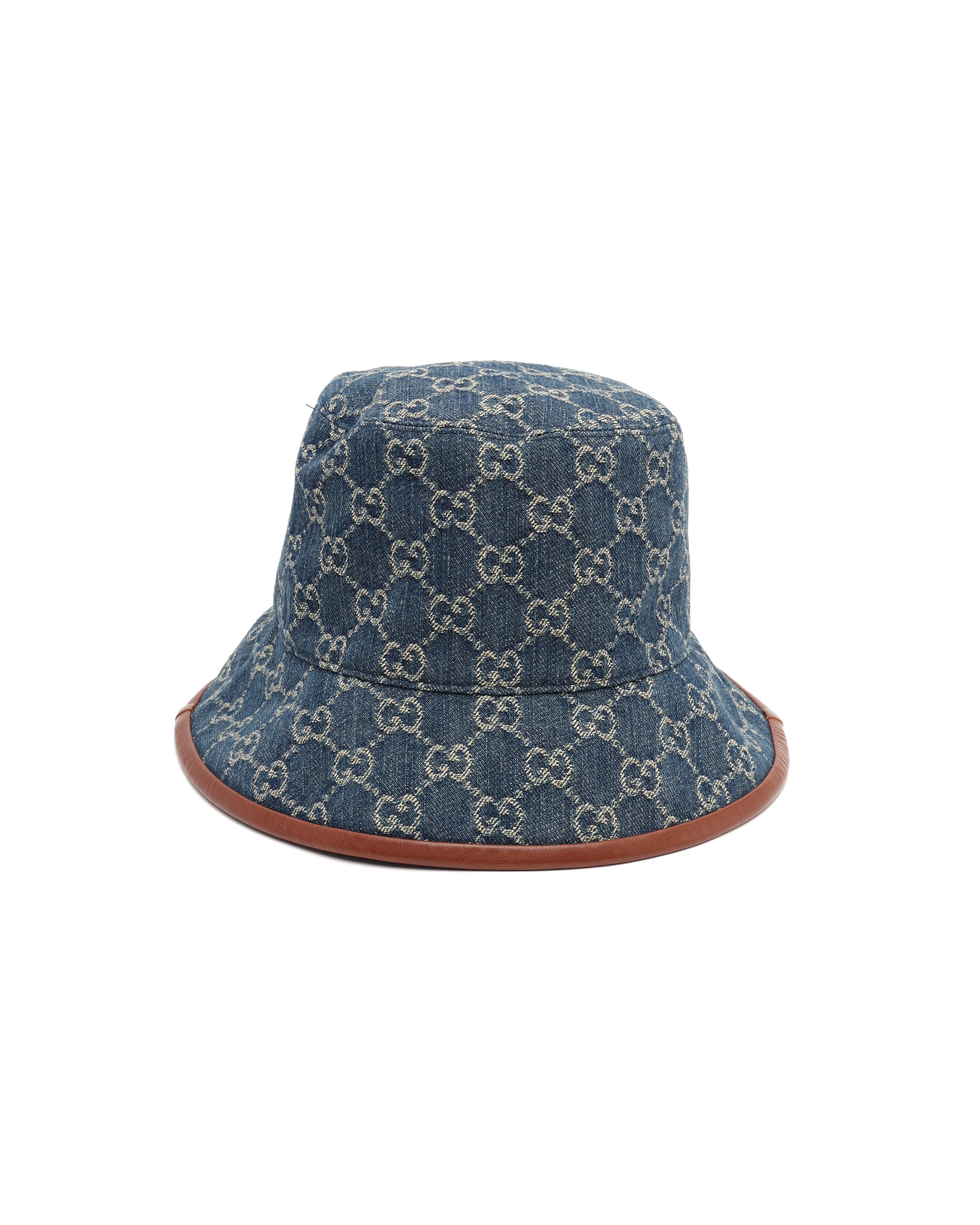 Gucci Denim Gg Bucket Hat, Size M In Blue