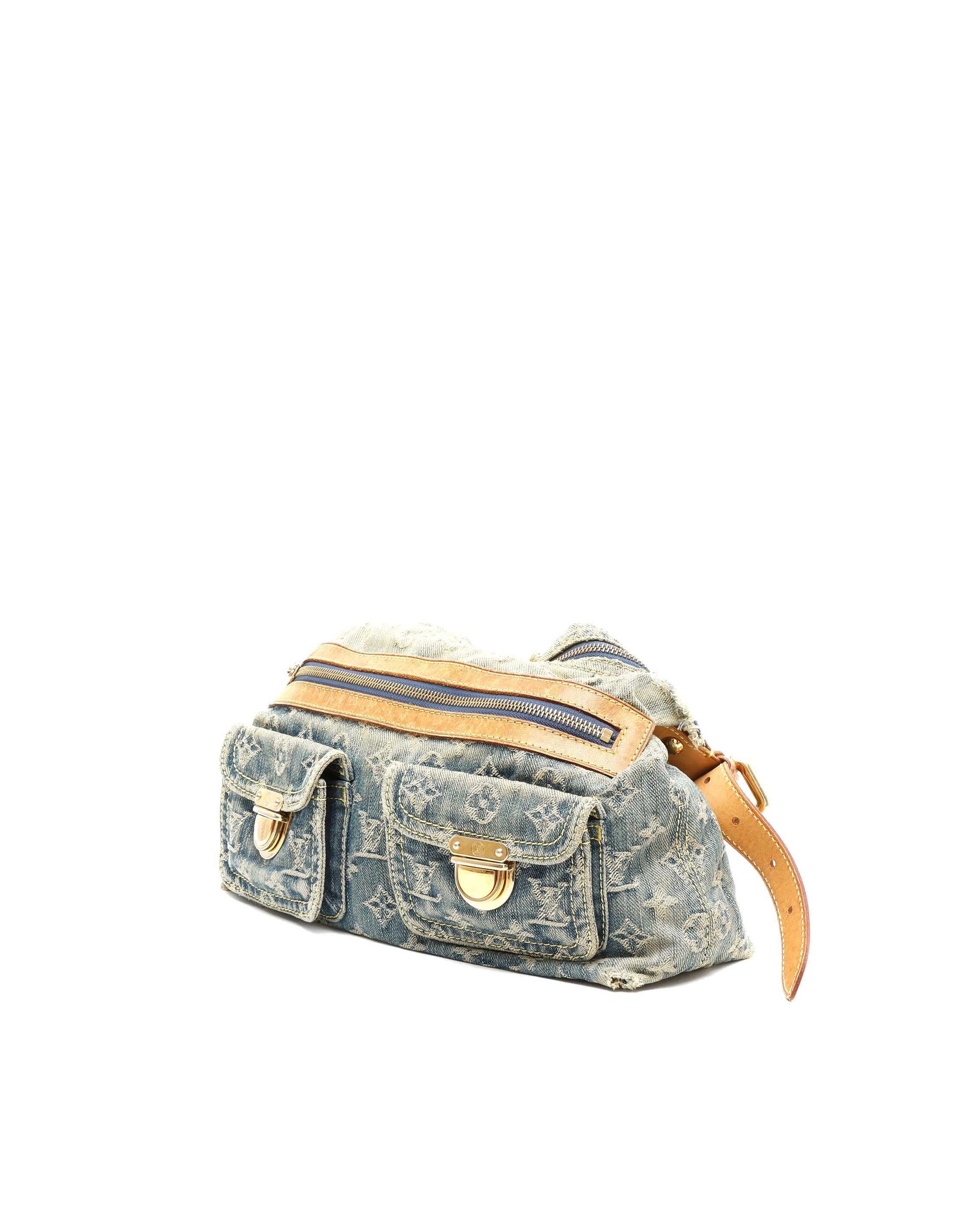 Pre-owned Louis Vuitton Monogram Denim Baggy Pm Bag In Blue
