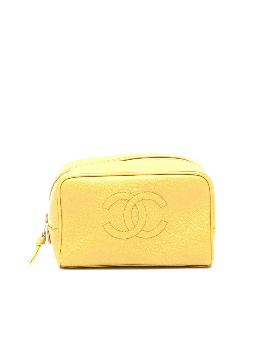 Pre-owned Chanel Coco Mark Pouch In Yellow