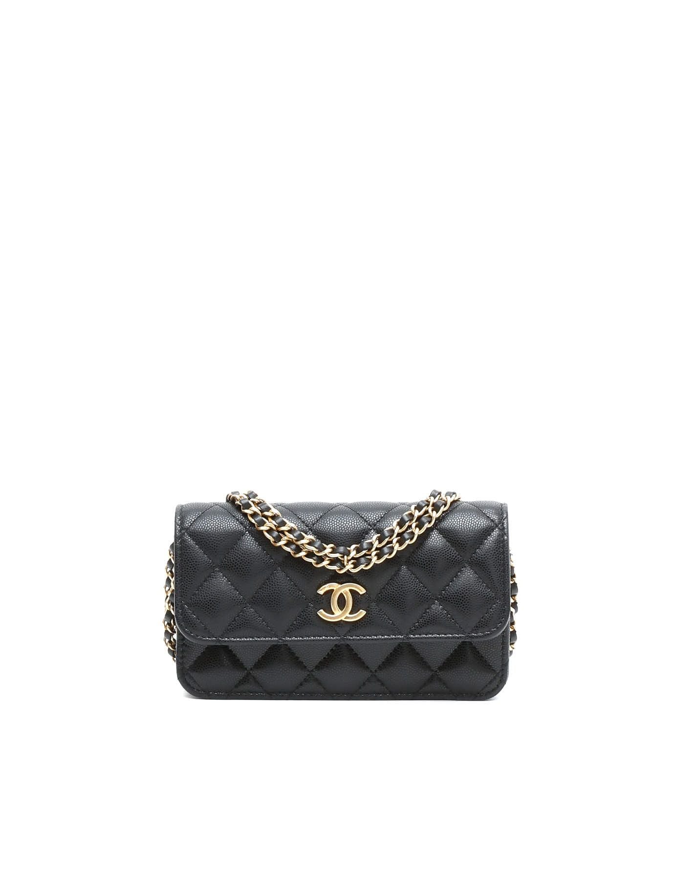 Chanel Cc Caviar Wallet On Chain Bag In Black