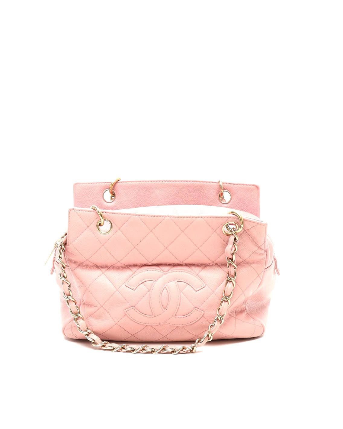 Pre-owned Chanel Caviar Petite Timeless Tote Bag In Pink