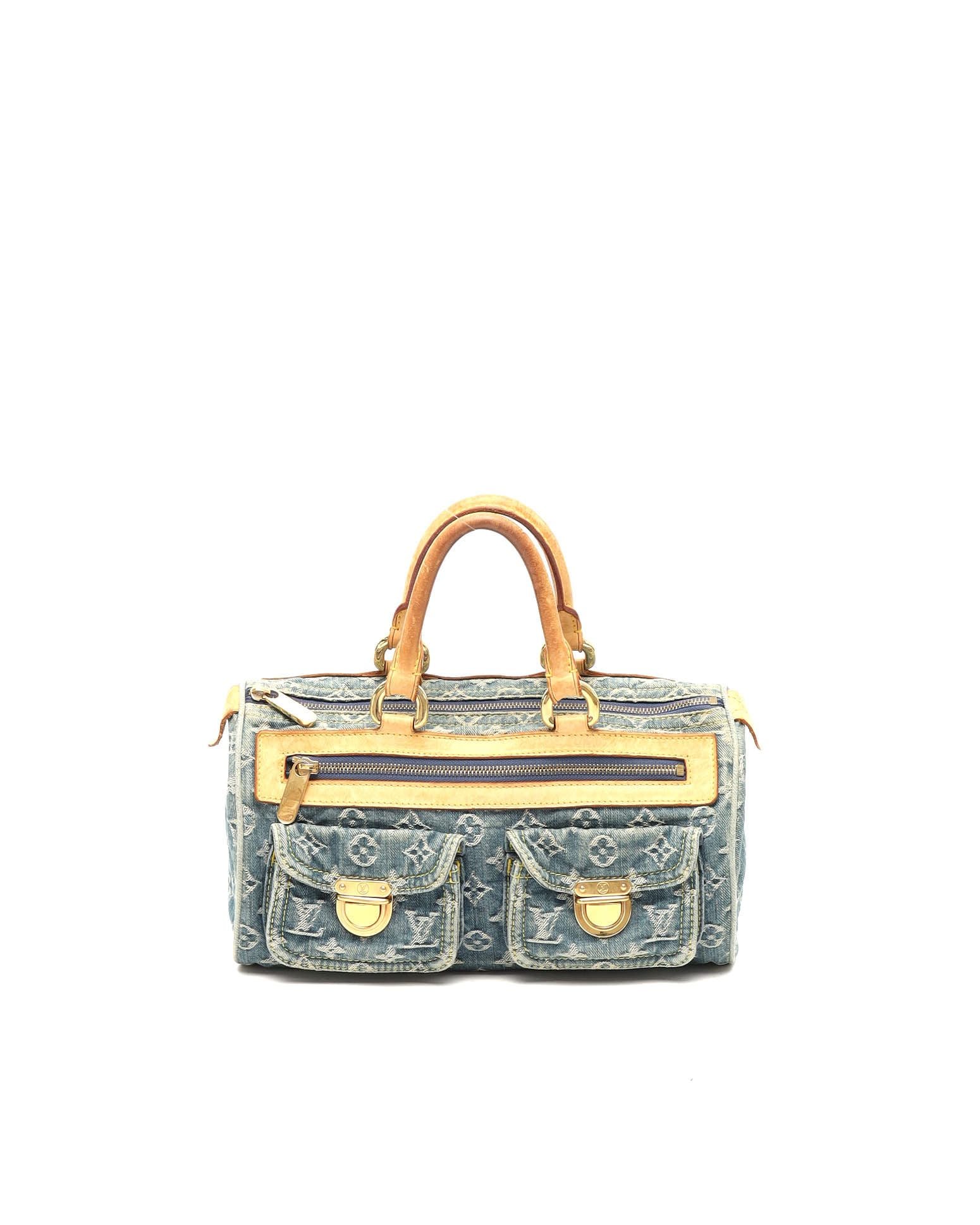 Pre-owned Louis Vuitton Monogram Denim Neo Speedy Bag In Blue