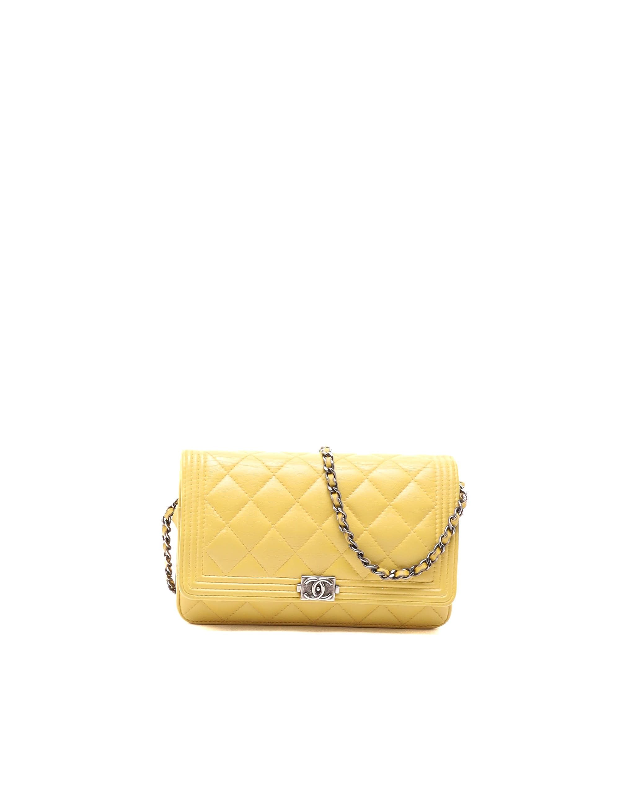 Chanel Boy Wallet On Chain Bag In Yellow