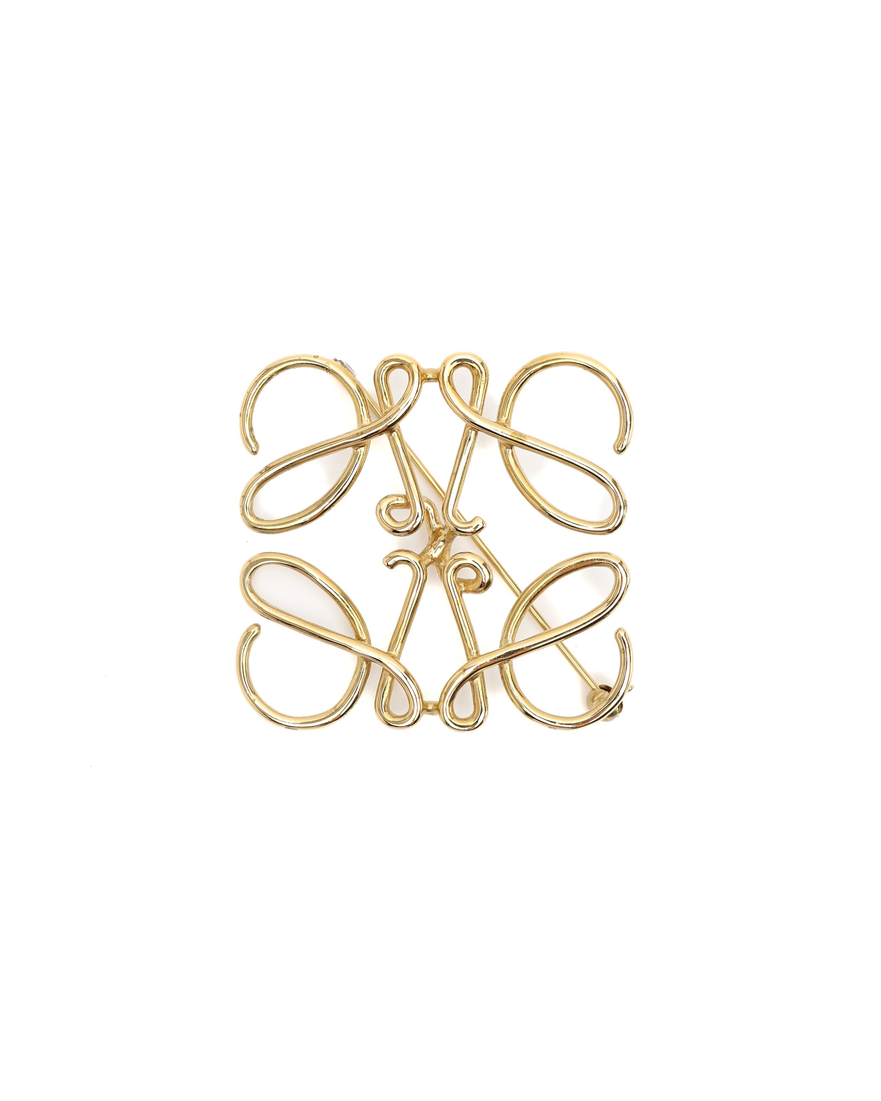 Loewe Anagram Brooch In Gold