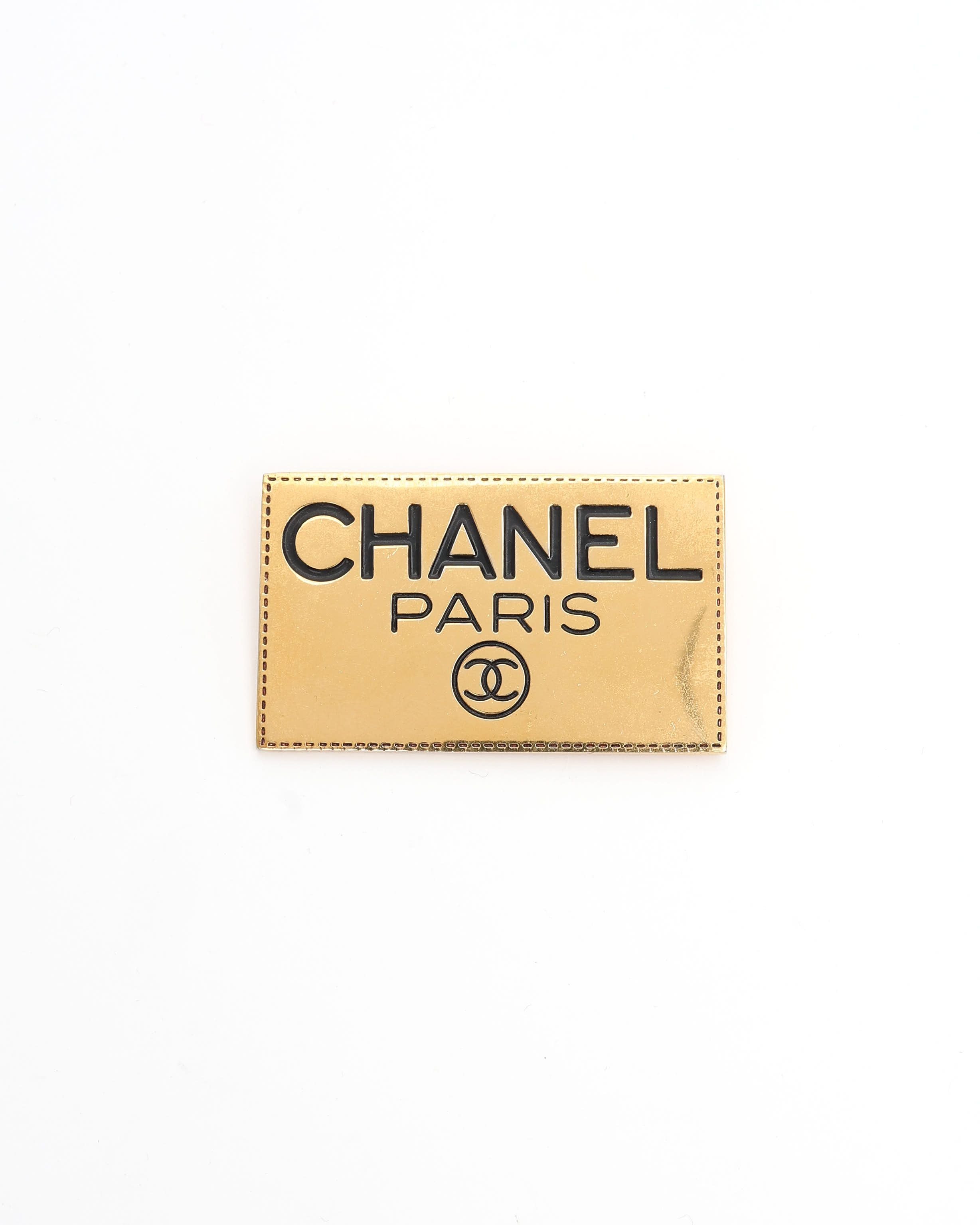Pre-owned Chanel Logo Plate Brooch In Gold