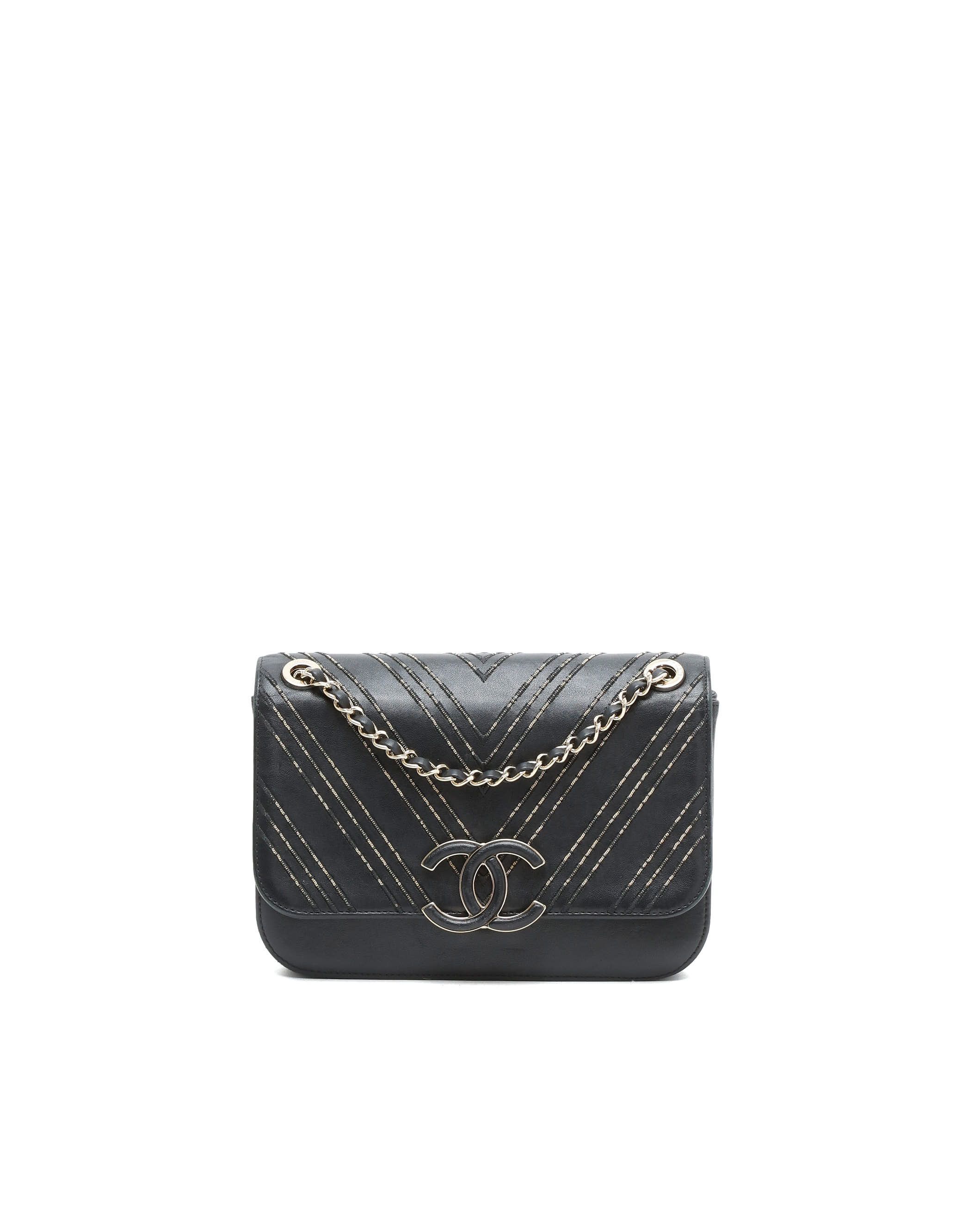 Pre-owned Chanel Small Subtle Flap Bag In Black