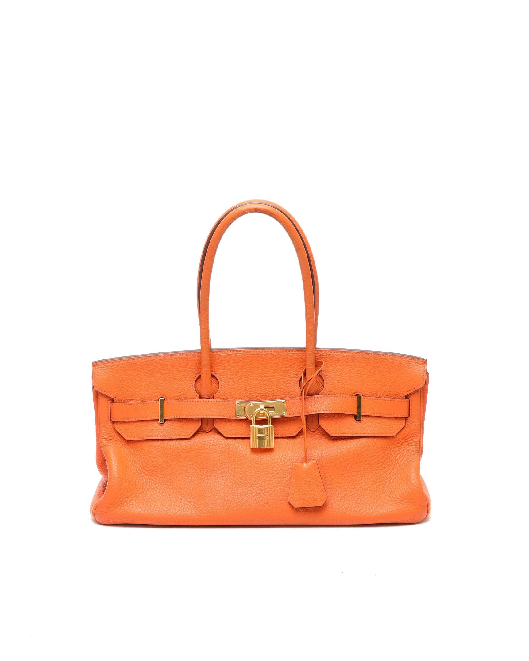 Pre-owned Hermes Hermès Birkin 42 Taurillon Clemence Jpg Shoulder Bag In Orange