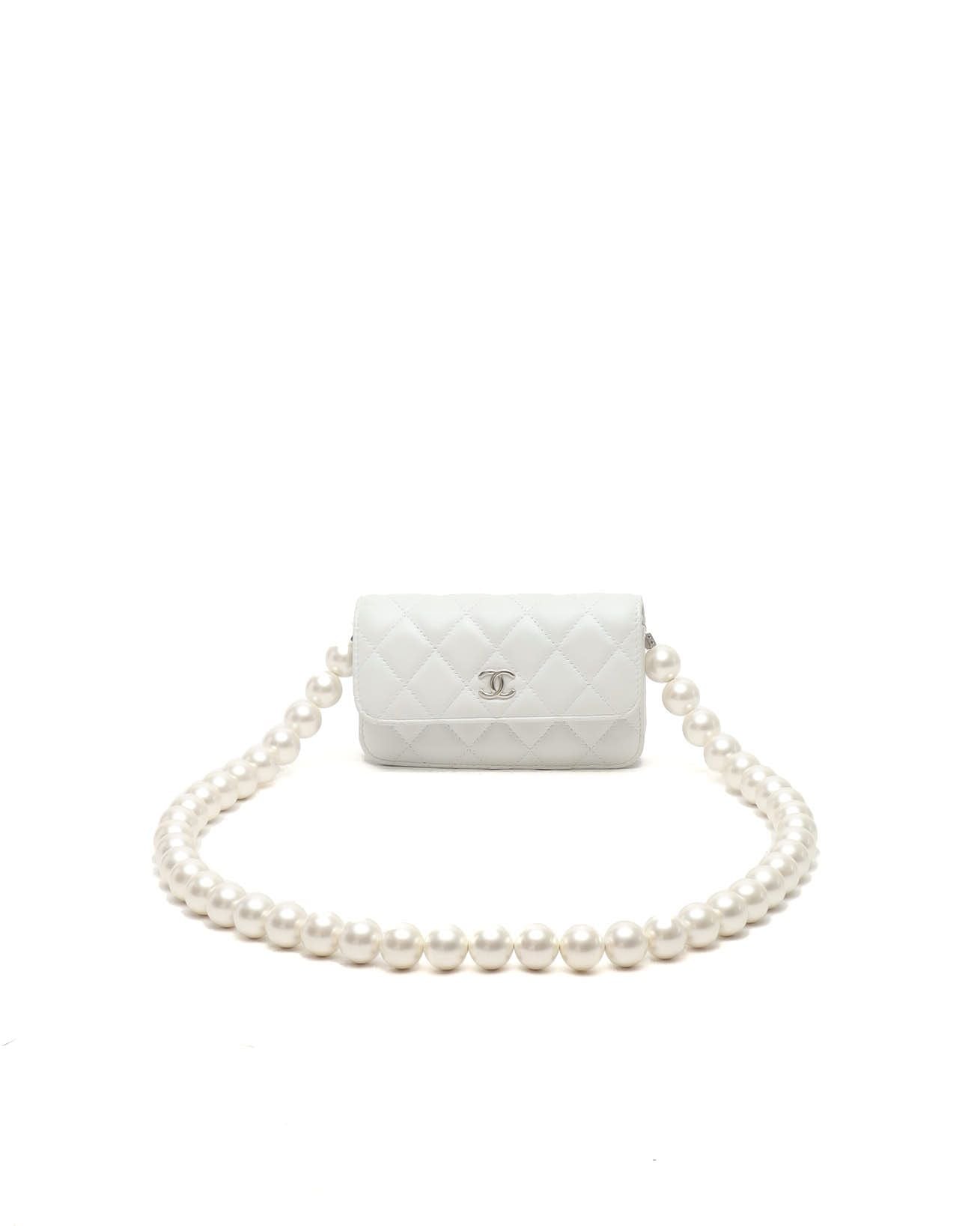 Chanel Pearl Wallet On Chain Bag In White