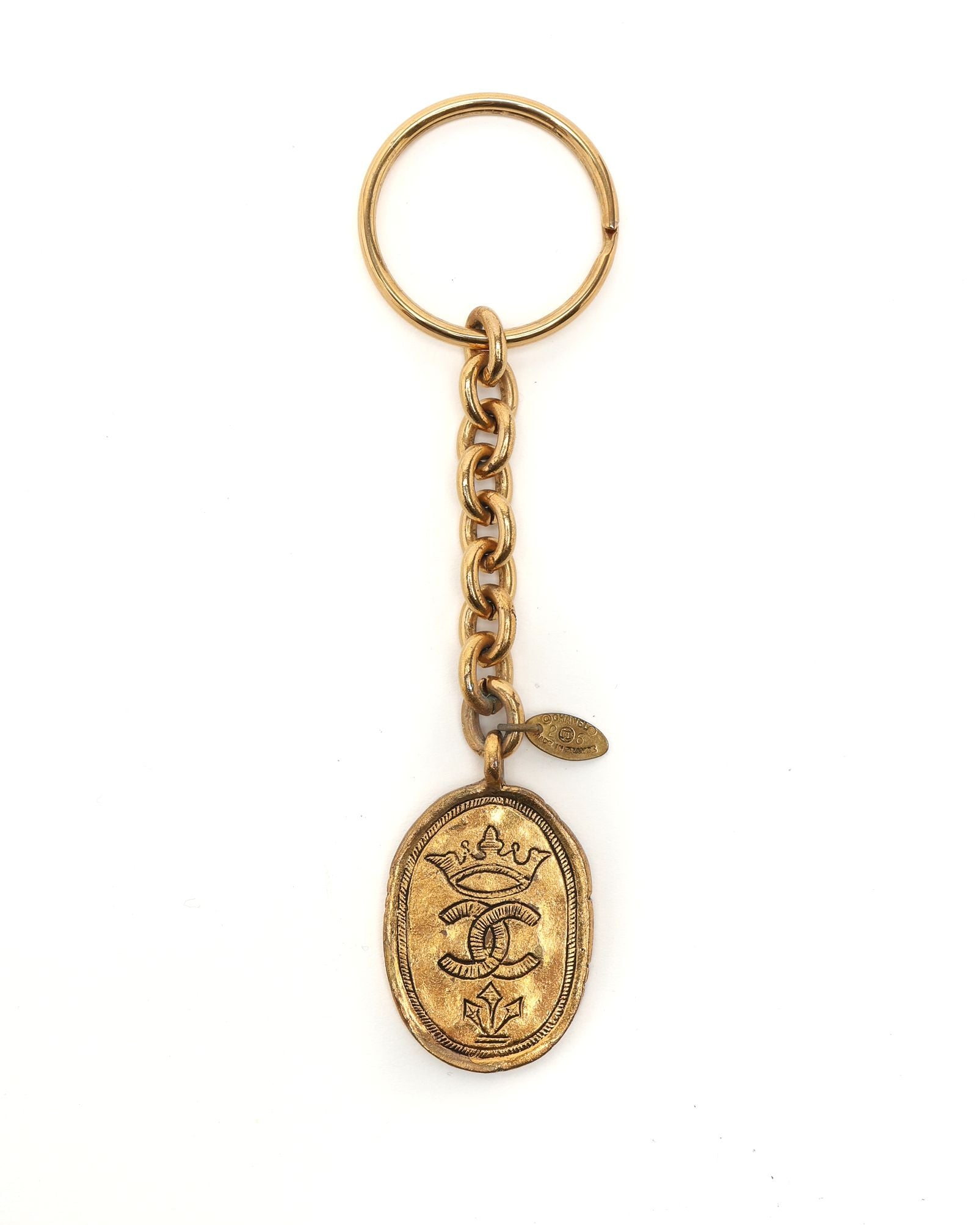 Pre-owned Chanel Coco Mark Keychain In Gold