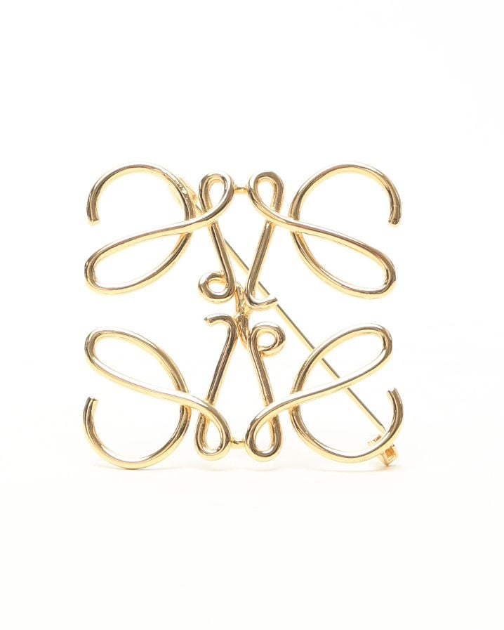 Loewe Anagram Brooch In Gold