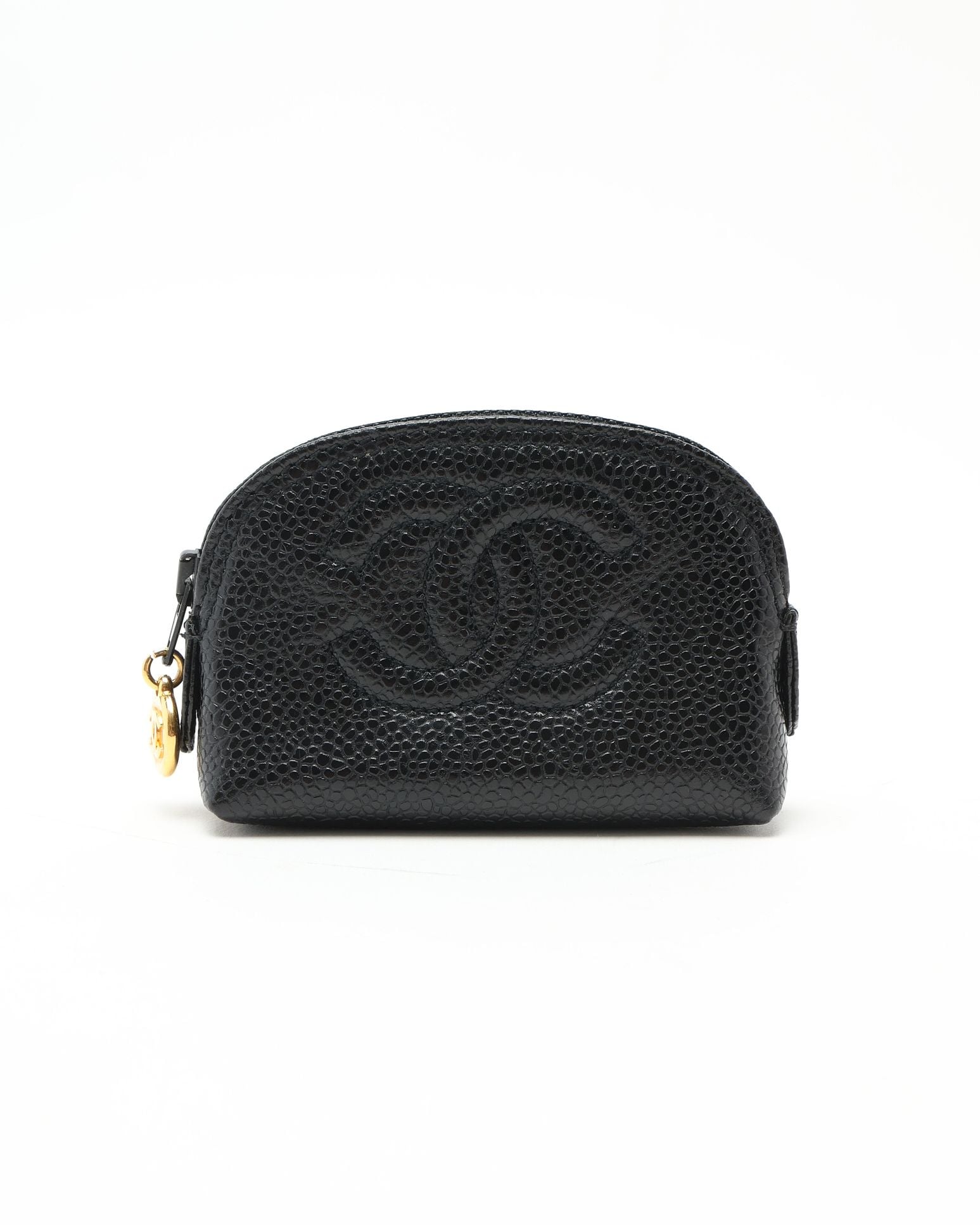 Chanel Coco Mark Caviar Coin Purse In Black