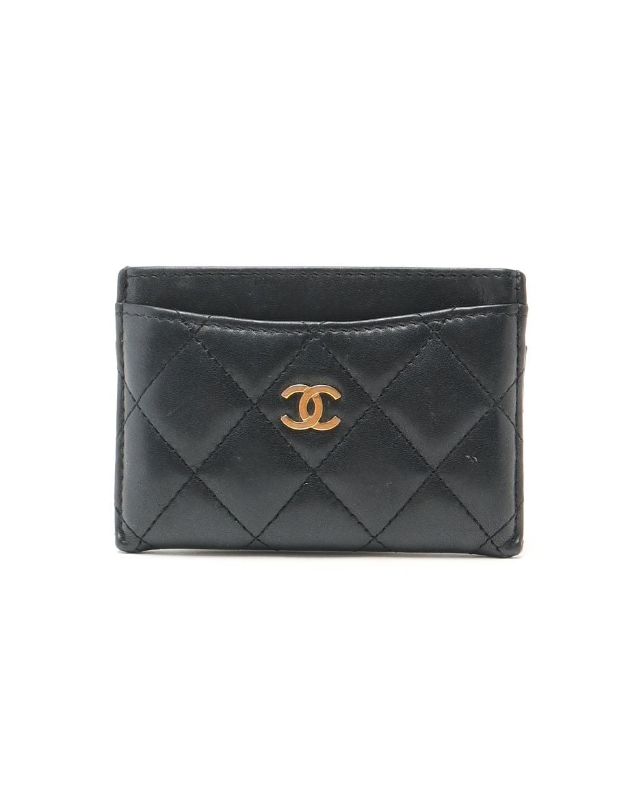 Chanel Matelasse Card Holder In Black
