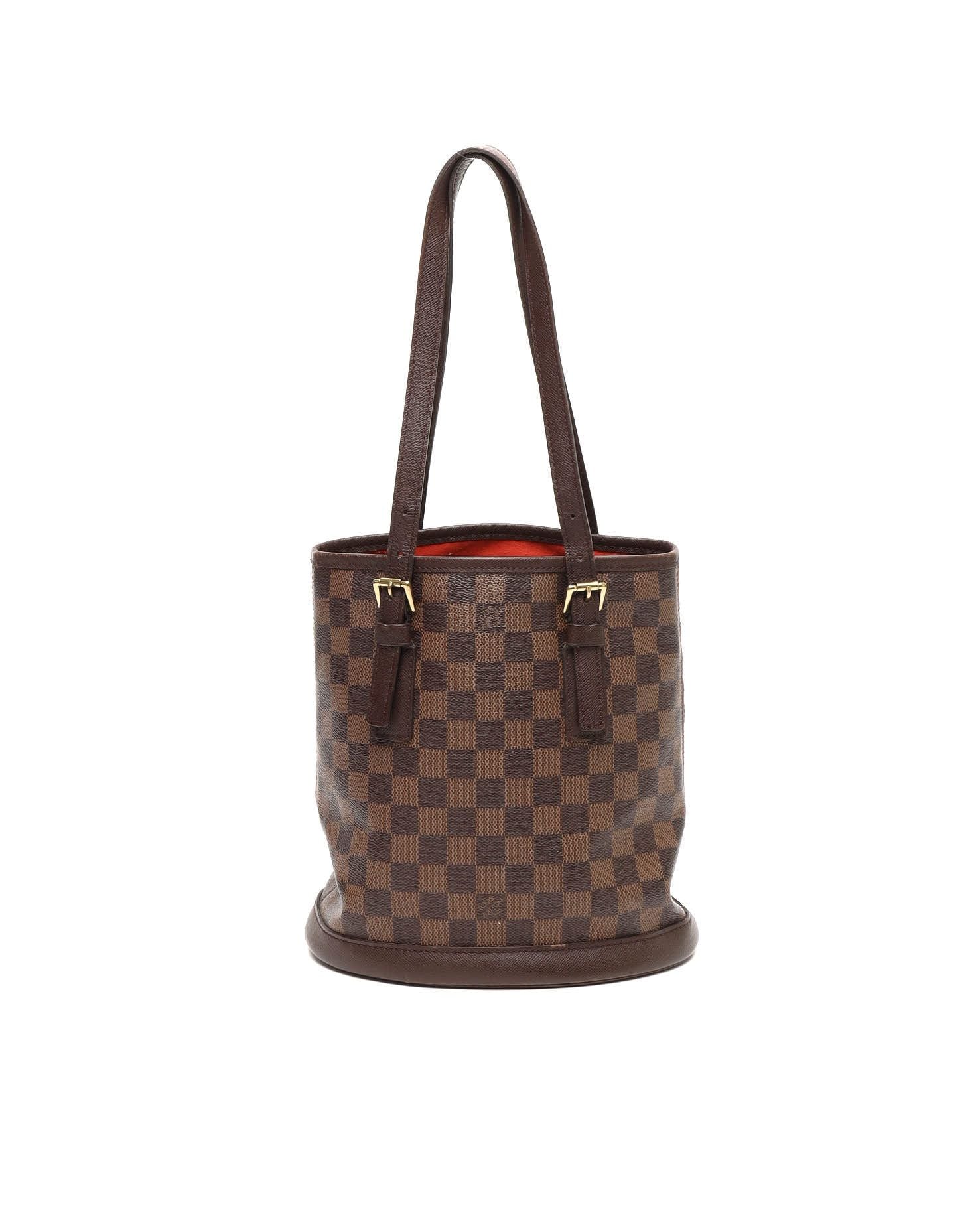 Louis Vuitton Damier Ebene Marais Bucket Bag In Brown