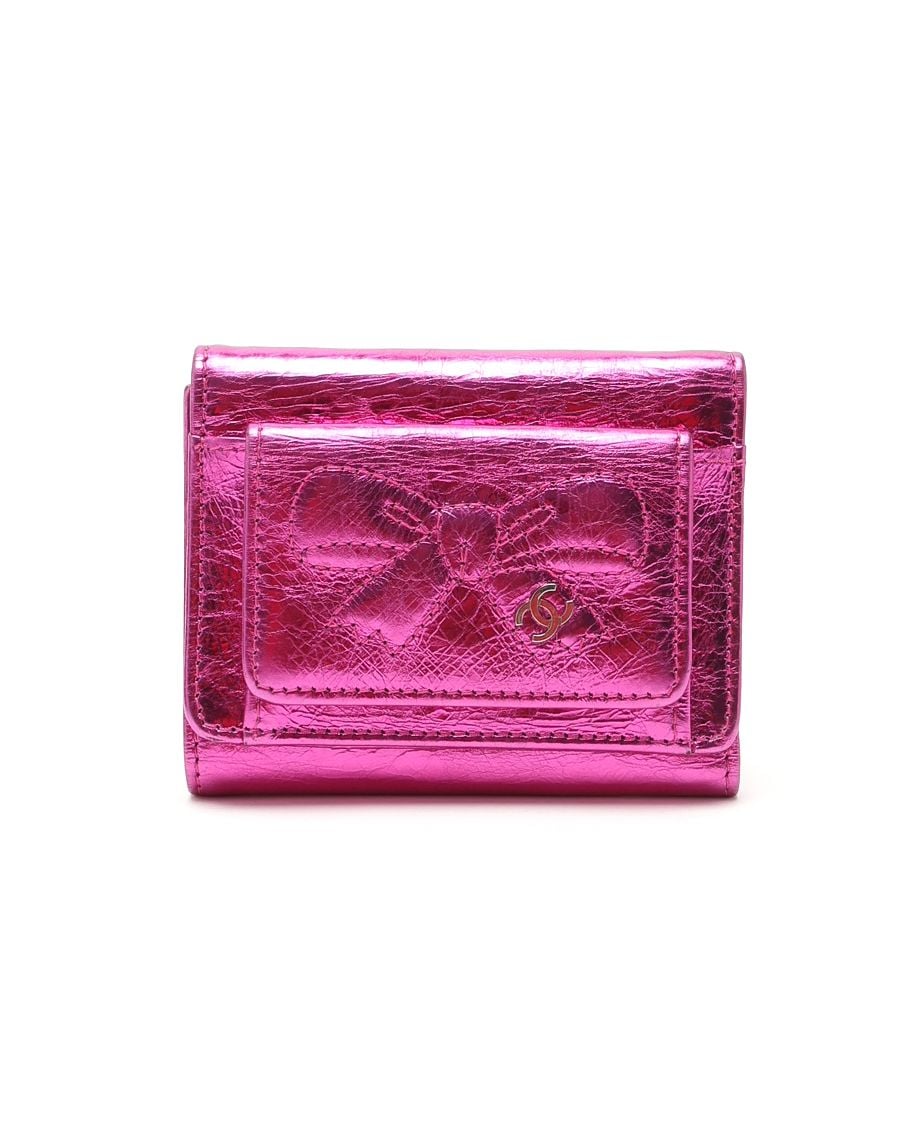 Chanel Coco Mark Metallic Tri-fold Wallet In Pink