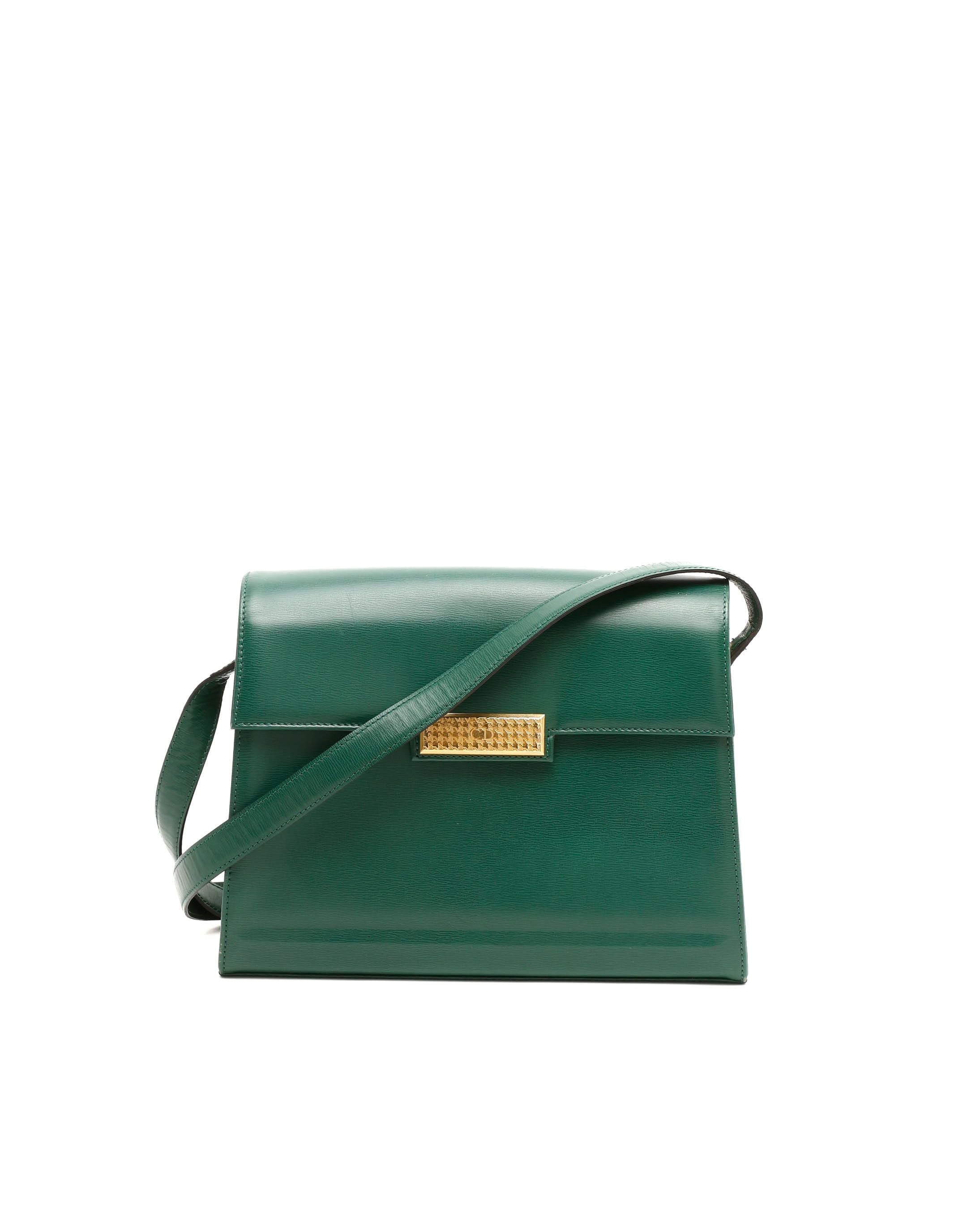 Dior Christian Leather Shoulder Bag In Green