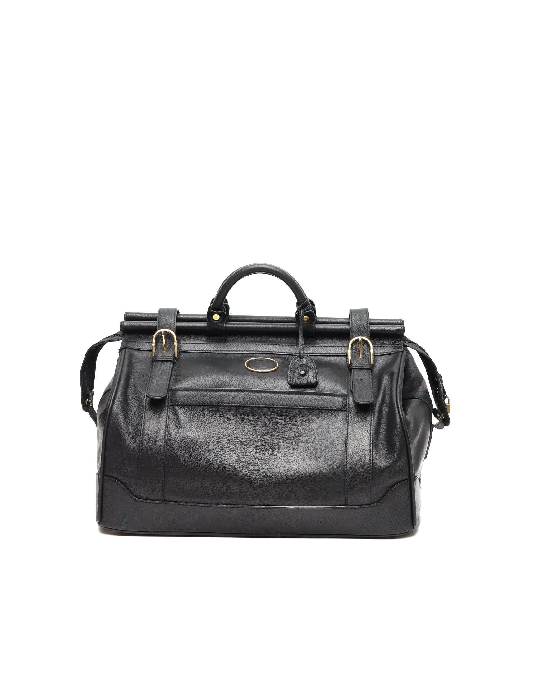 Gucci Gg Leather Weekend Bag In Black