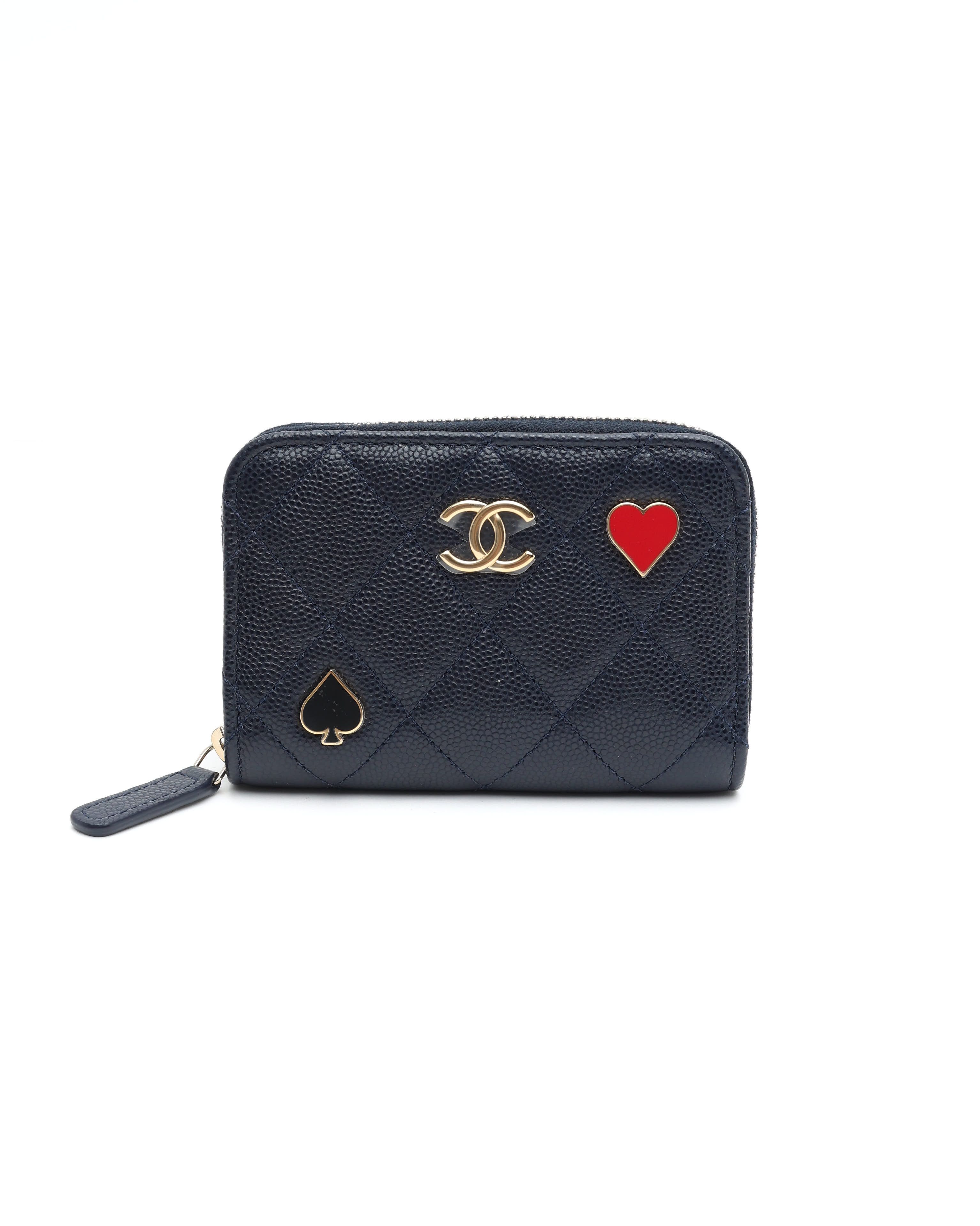 Chanel Casino Zippy Card Wallet In Navy
