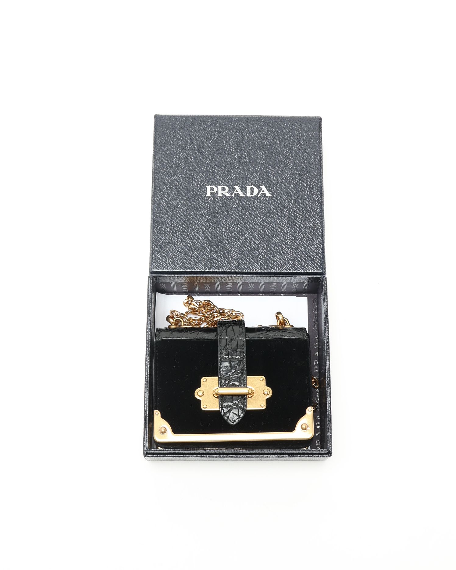 Prada Micro Cahier Bag In Black