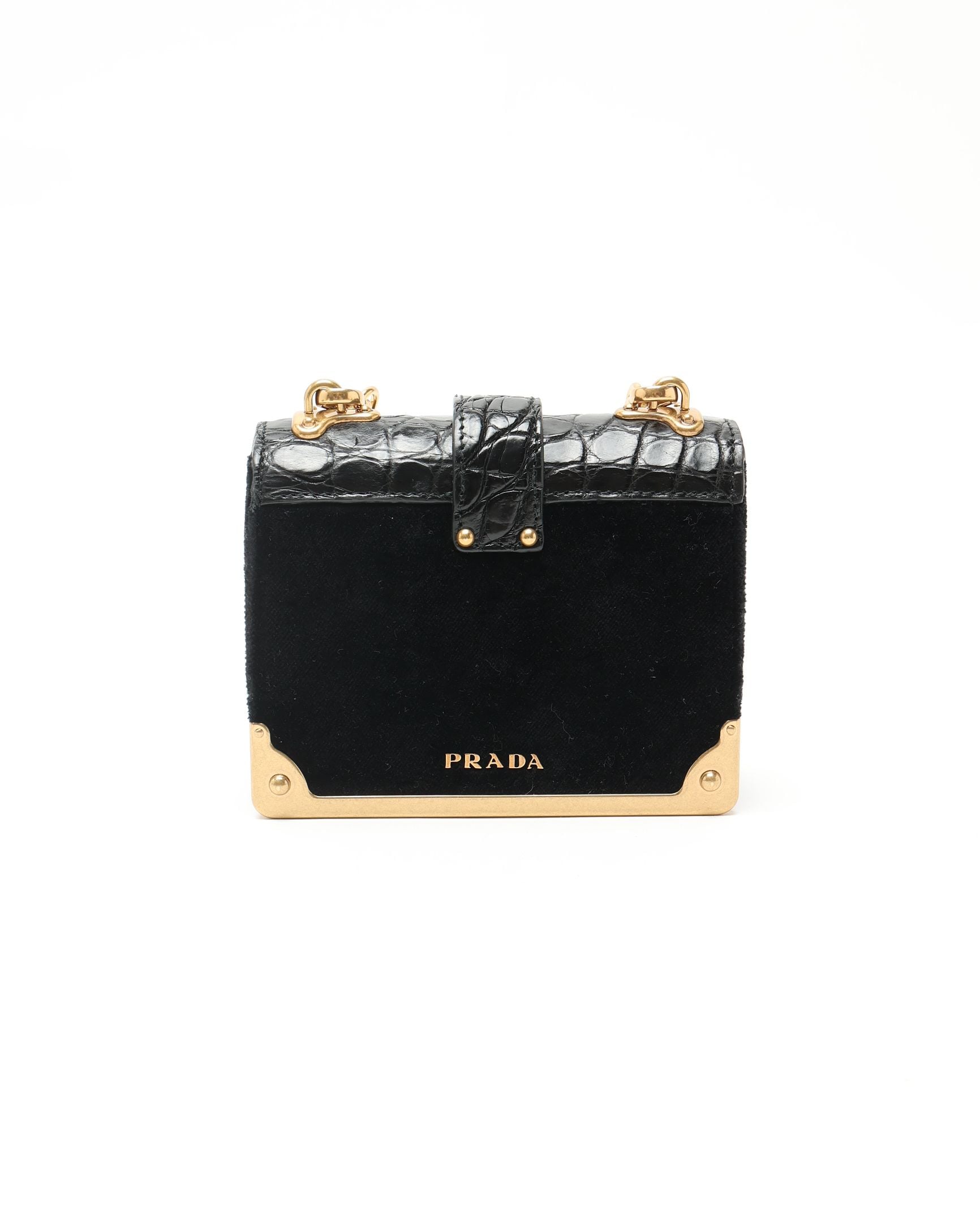 Prada Micro Cahier Bag In Black