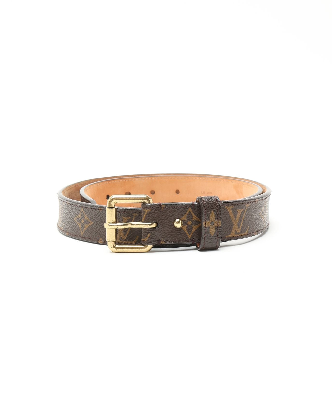 Louis Vuitton Monogram Belt, Size 90 In Brown